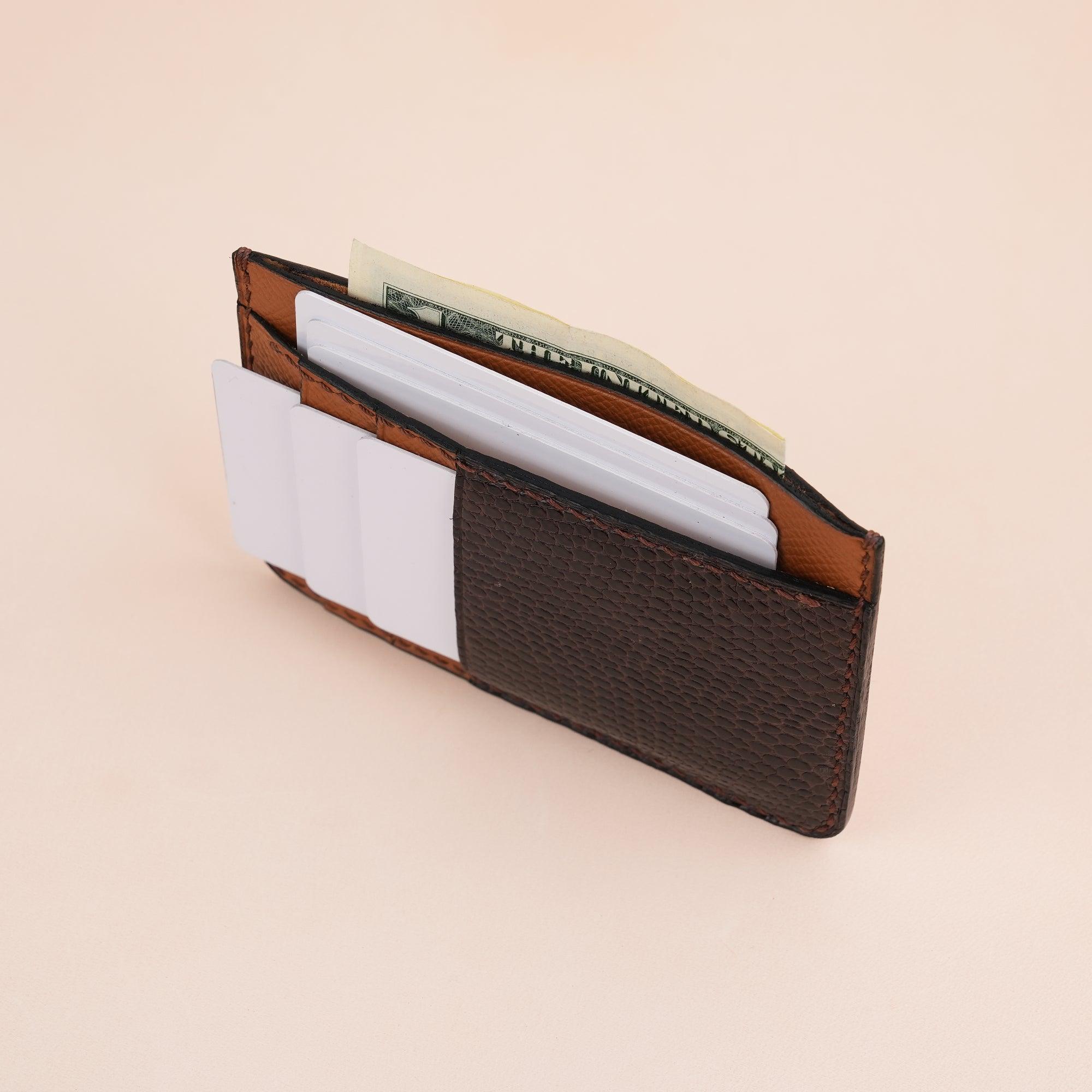 Brown Epsom Leather Card Holder Wallet Slim - WildandKing