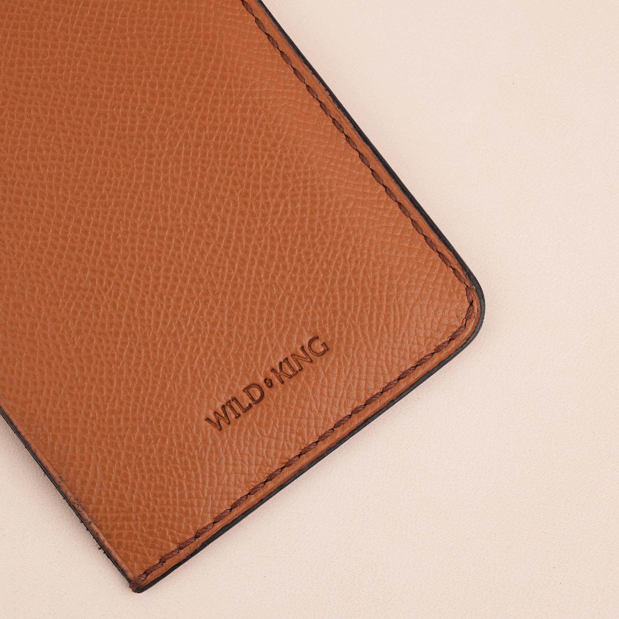 Brown Epsom Leather Card Holder Wallet Slim - WildandKing