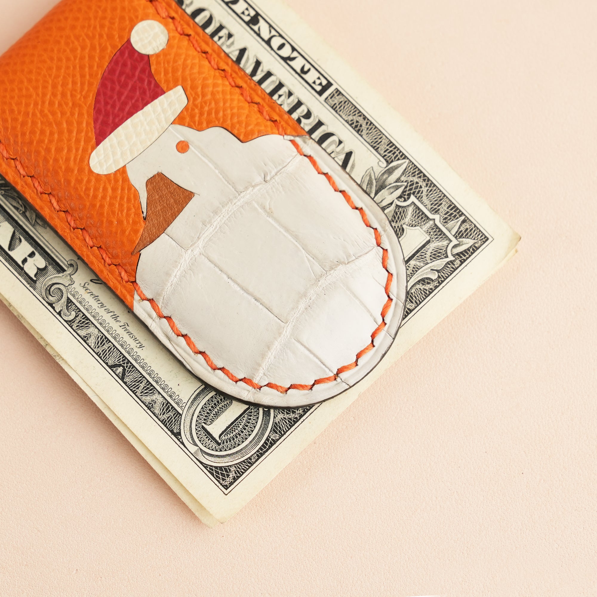 Christmas Epsom Leather Money Clip - Duck