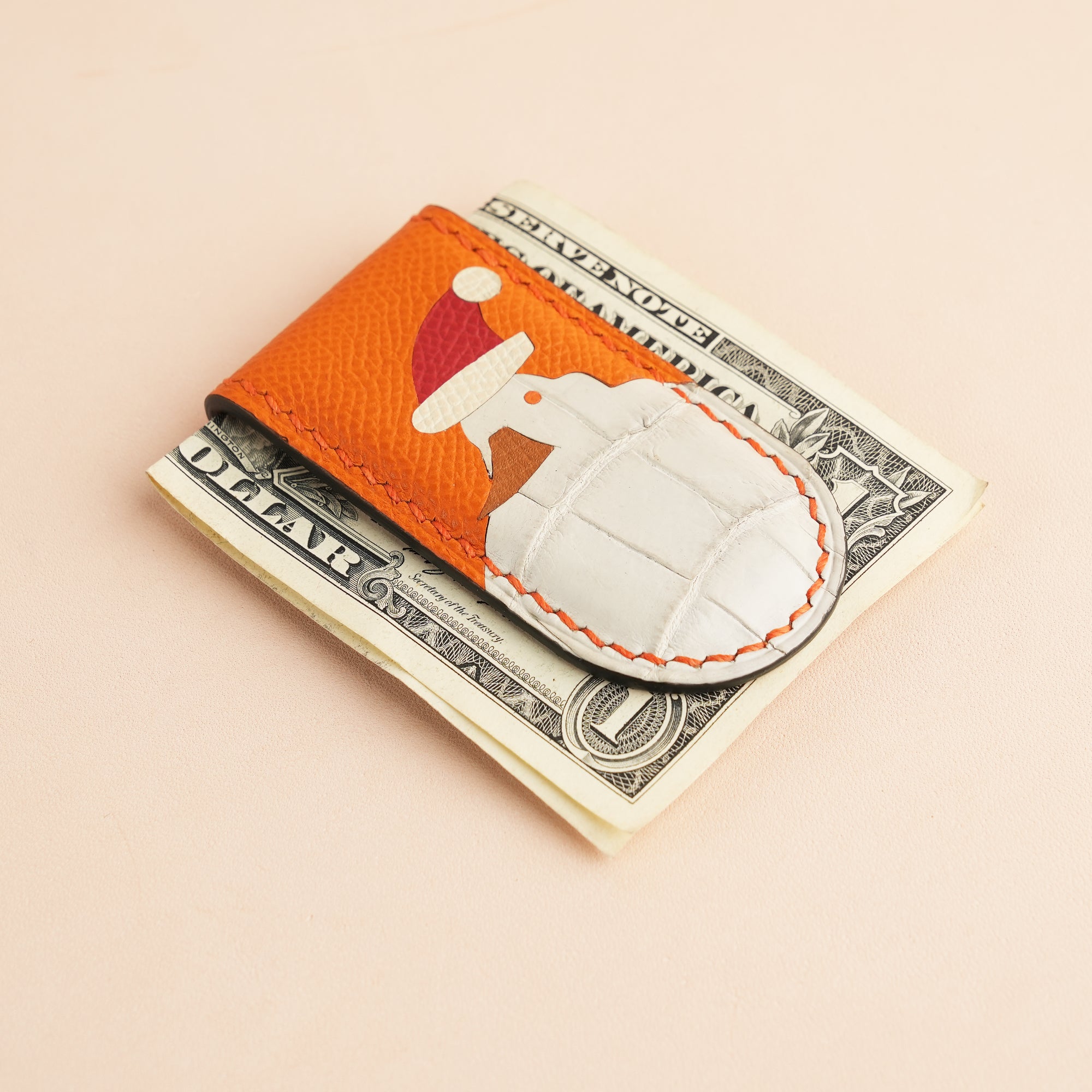 Christmas Epsom Leather Money Clip - Duck