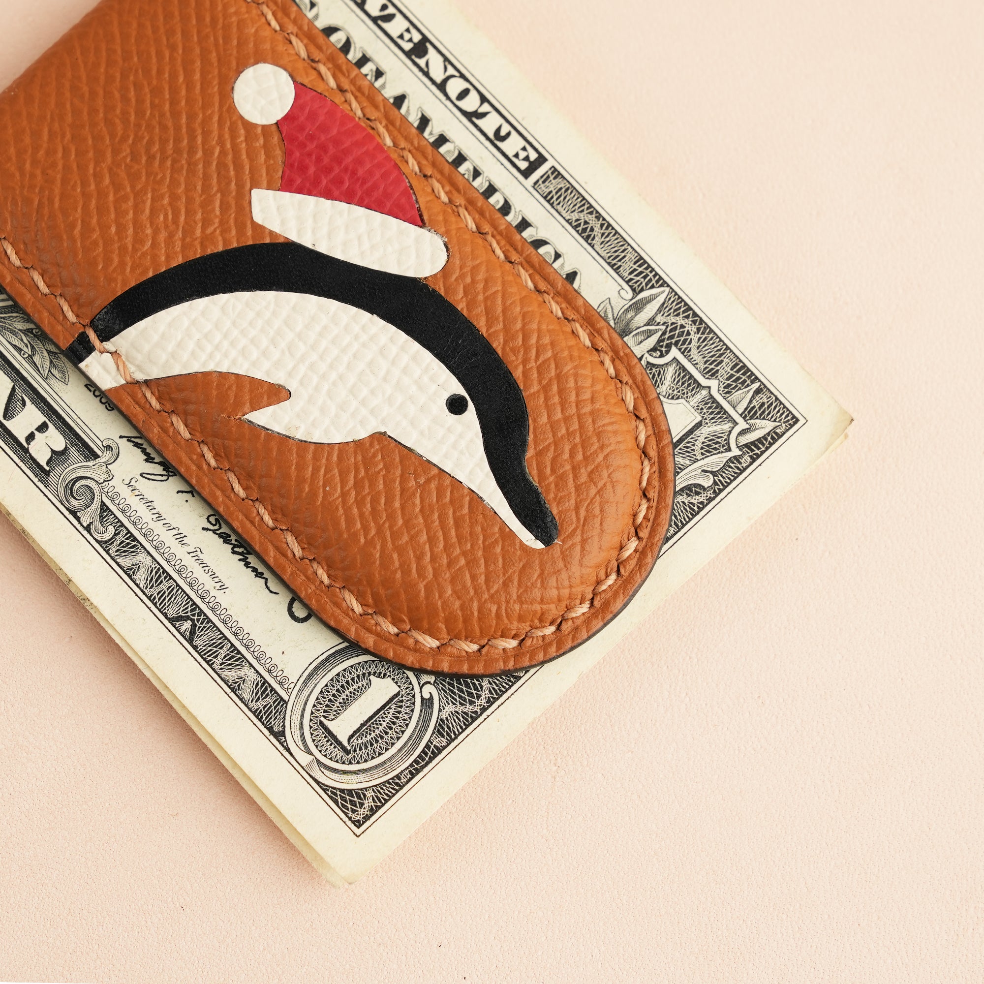 Christmas Epsom Leather Money Clip - Whale