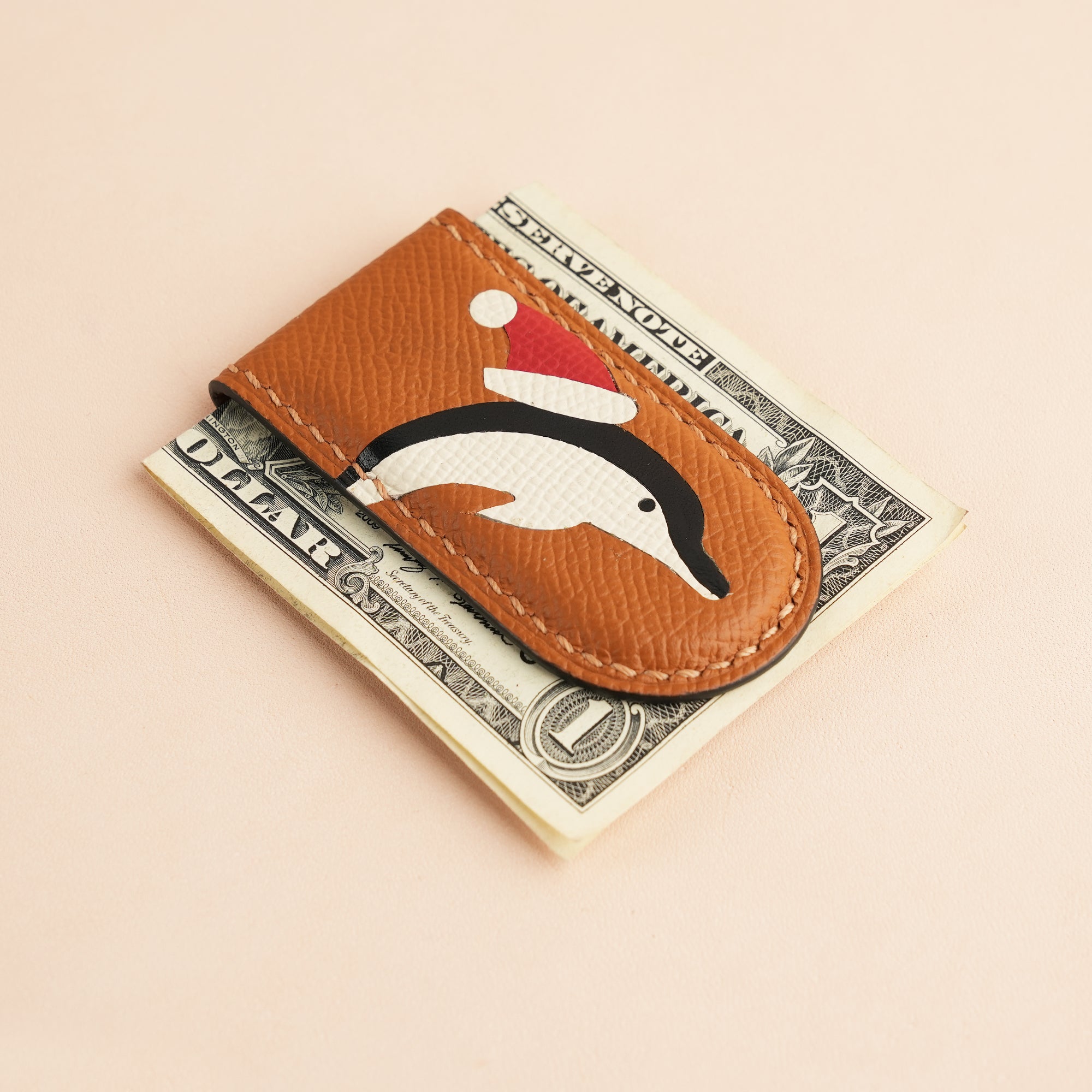 Christmas Epsom Leather Money Clip - Whale