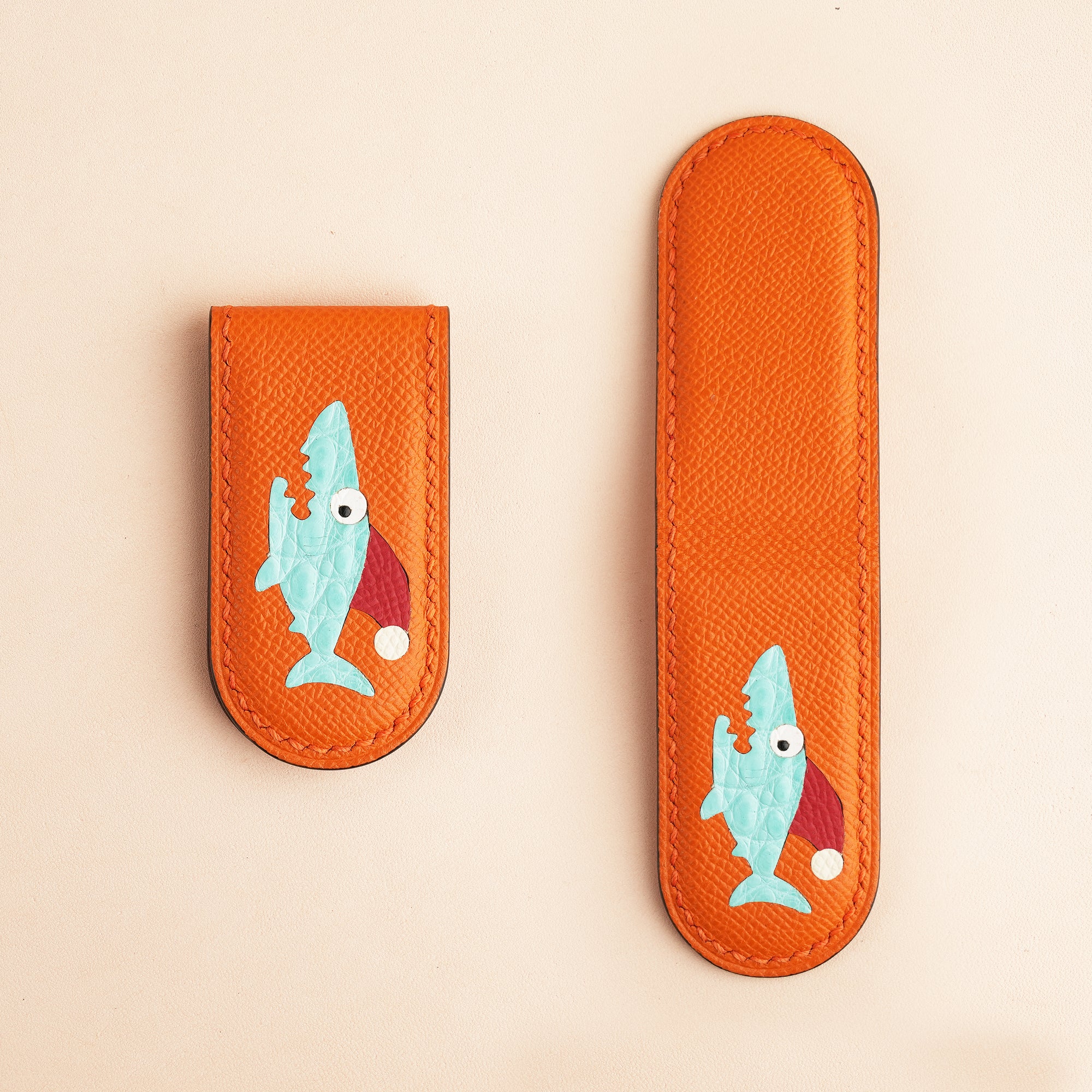 Christmas Epsom Leather Money Clip - Baby Shark