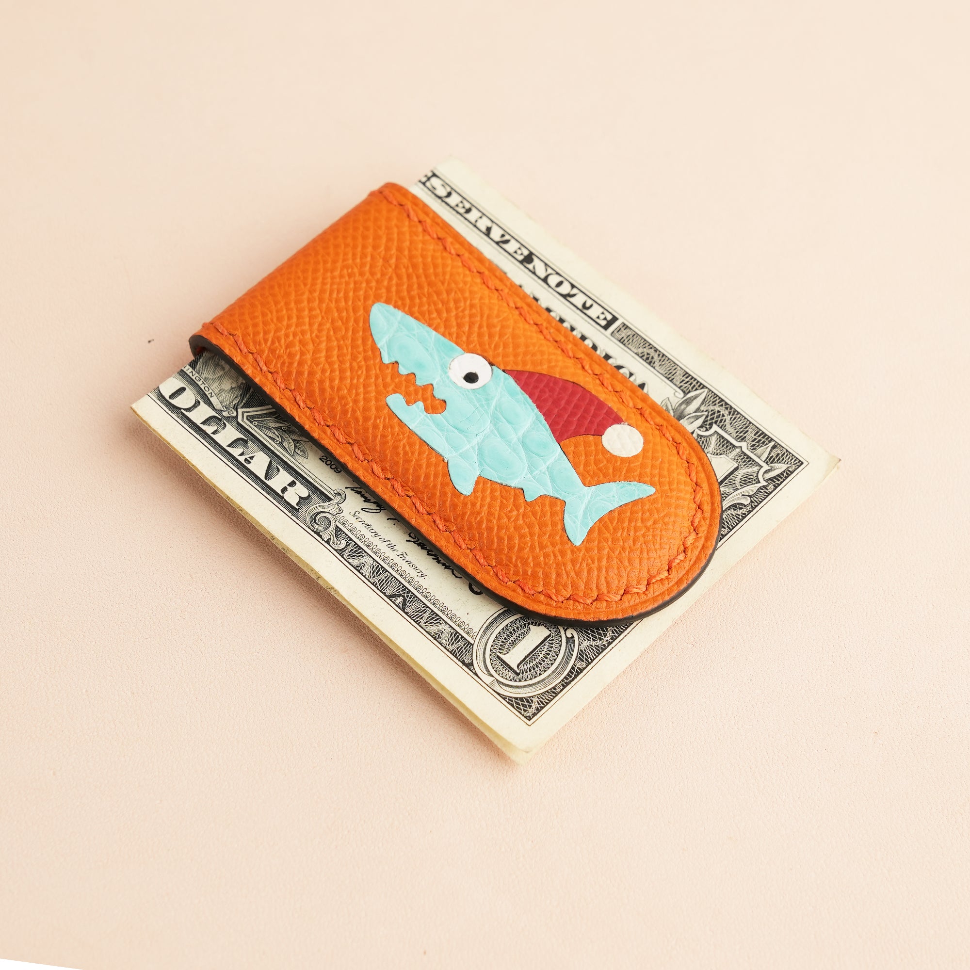 Christmas Epsom Leather Money Clip - Baby Shark