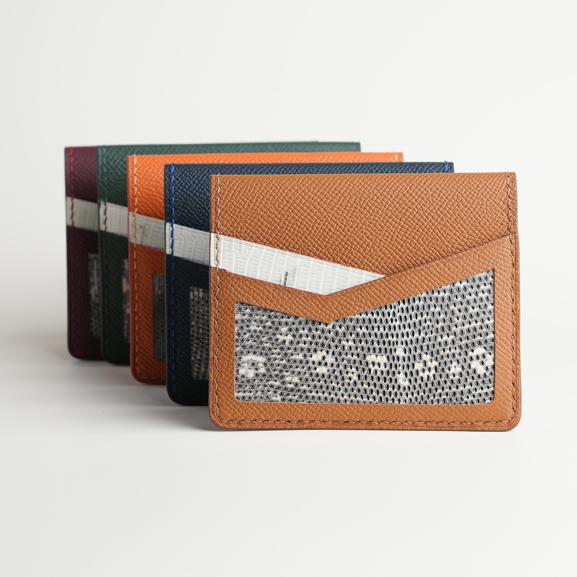 Golden Epsom mix Lizard Leather Dualfold Wallet - Natural Pattern