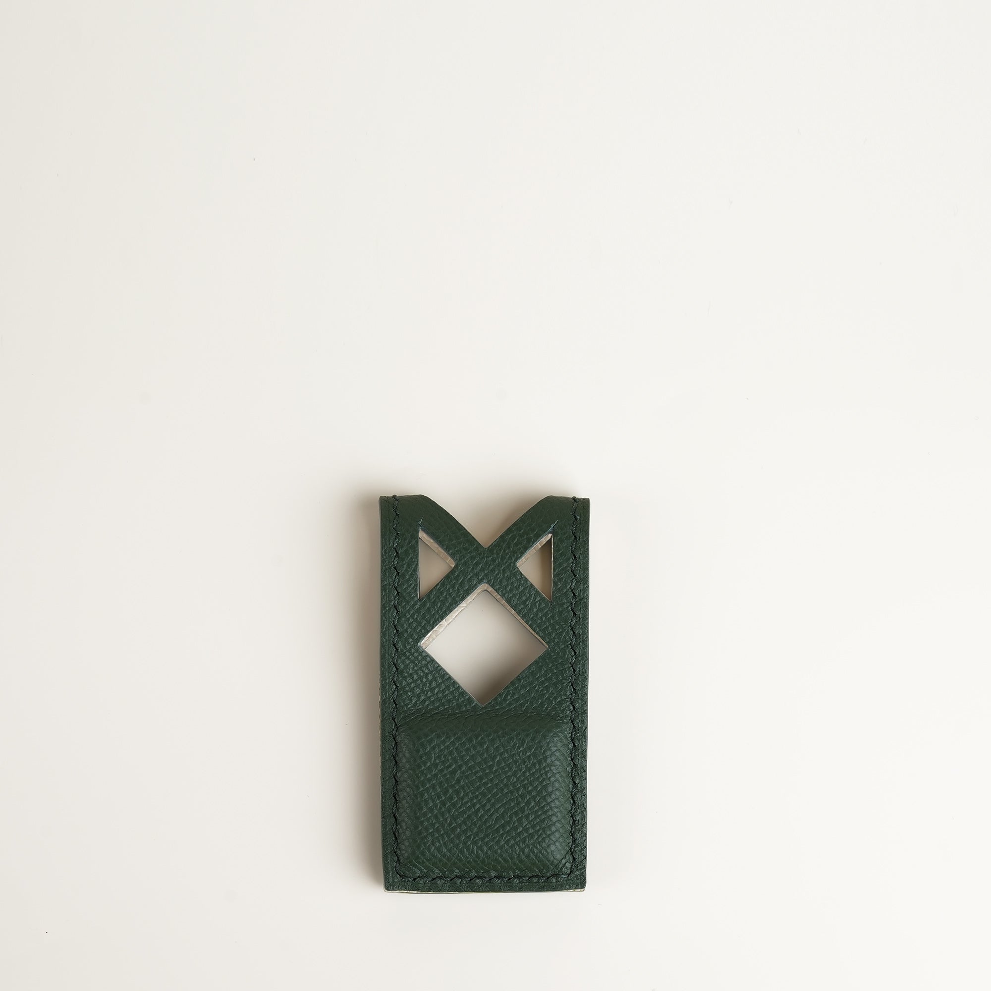 Forest Geometric Epsom Leather Money Clip - Square Shape