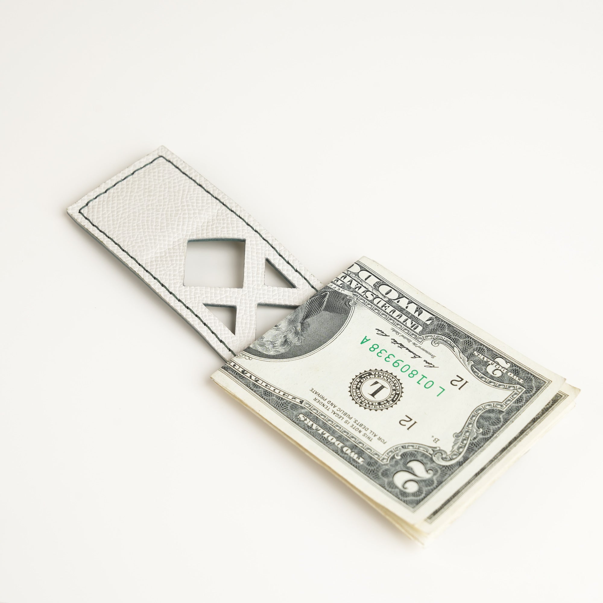 Forest Geometric Epsom Leather Money Clip - Square Shape