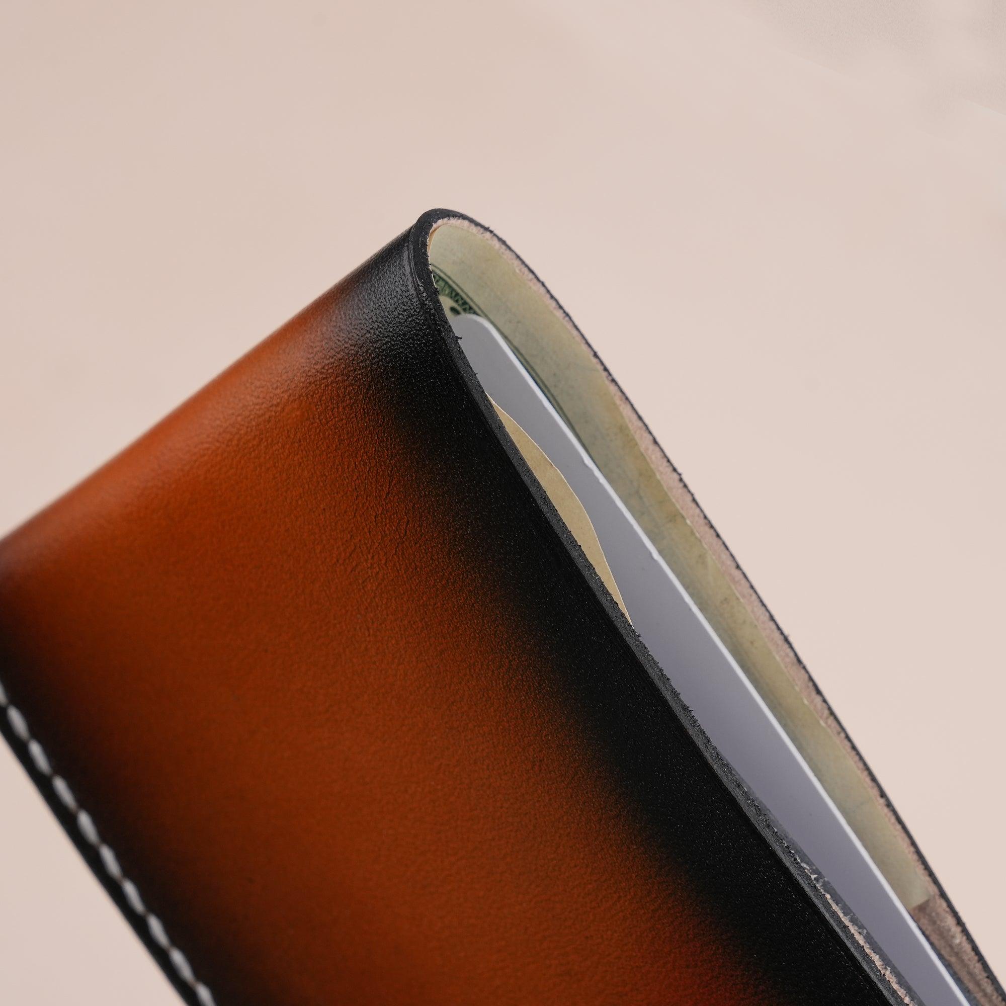 Patina Reddish Orange Leather Bifold Wallet Mens - WildandKing