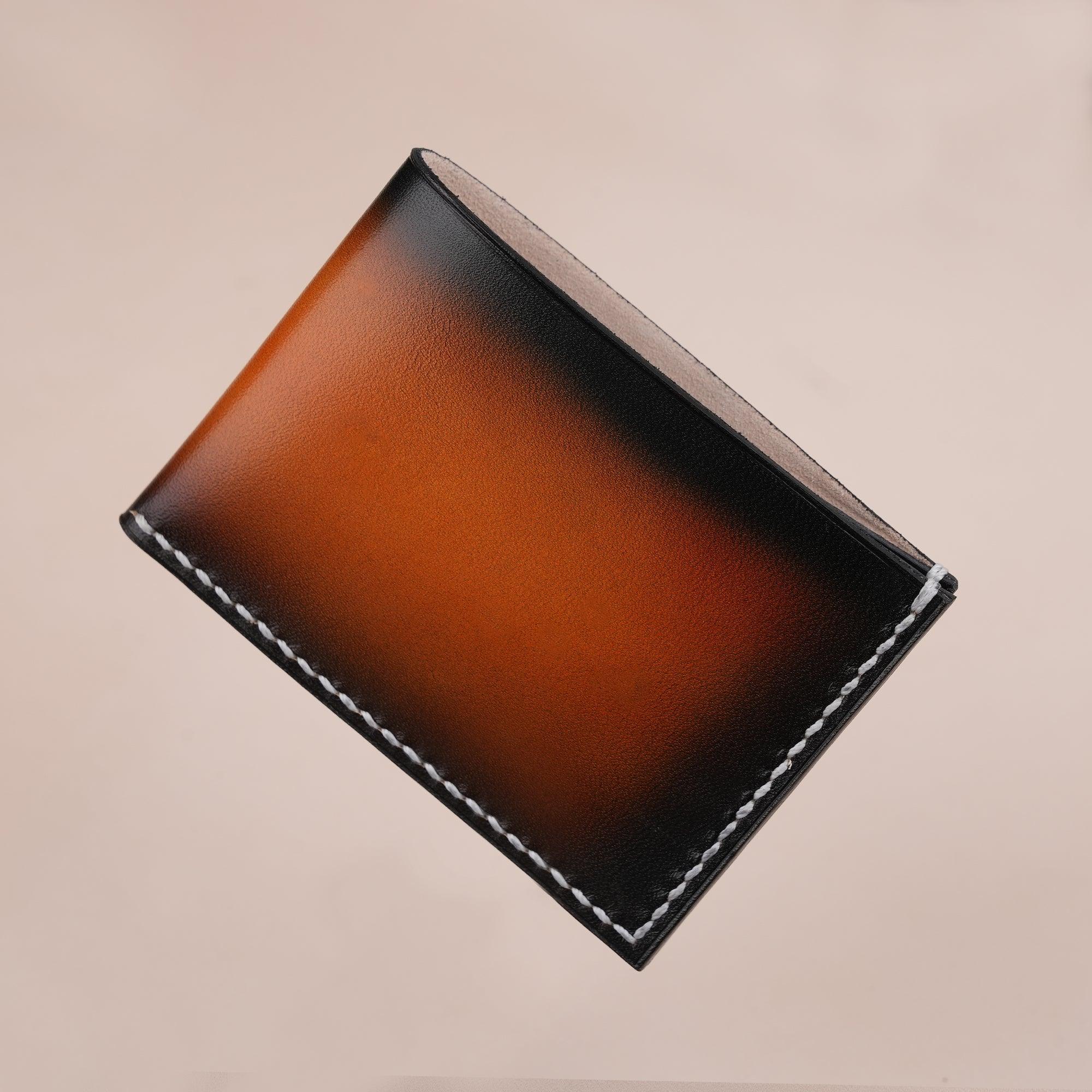 Patina Reddish Orange Leather Bifold Wallet Mens - WildandKing