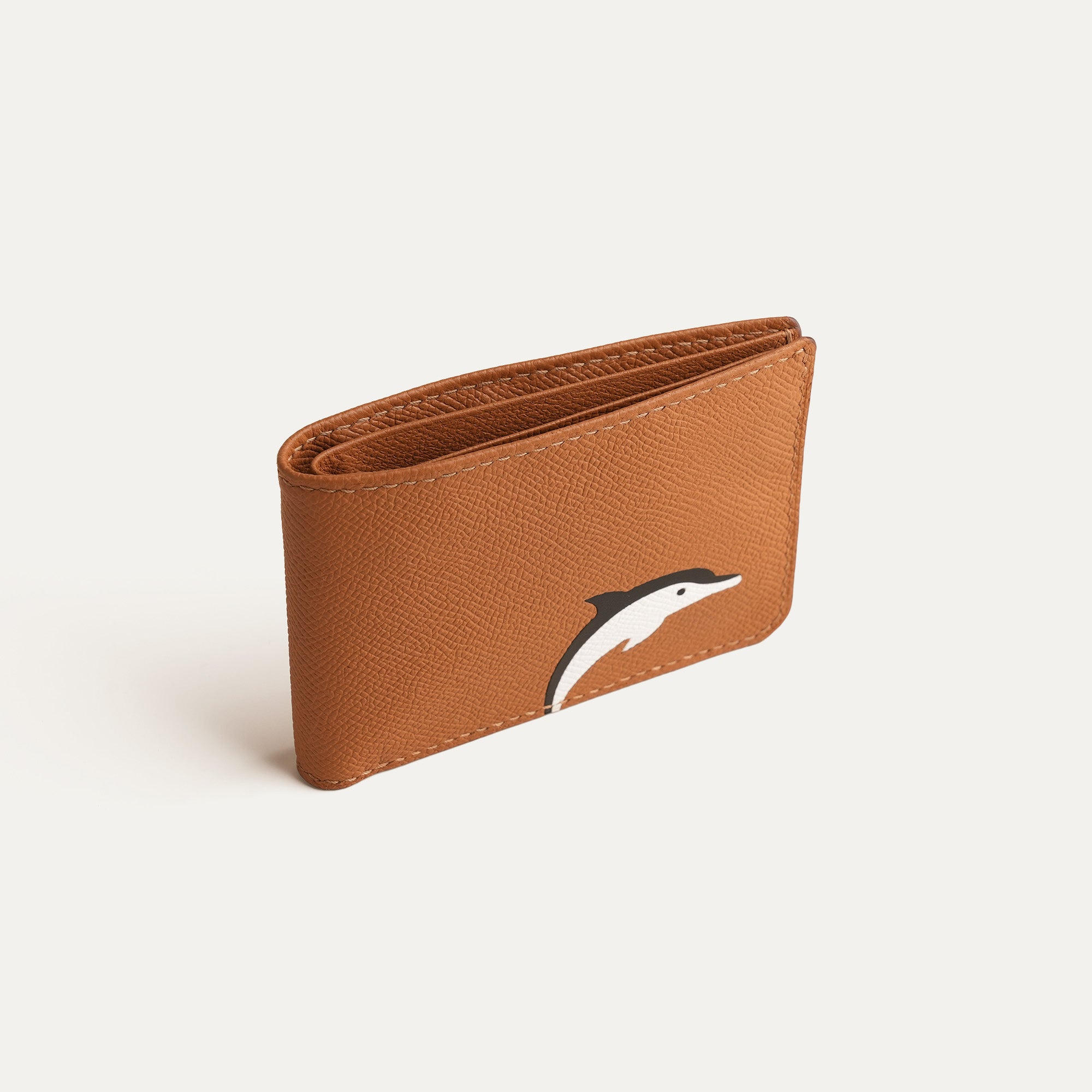 Golden Epsom Leather Wing Bifold Wallet - Stupid Dolphin