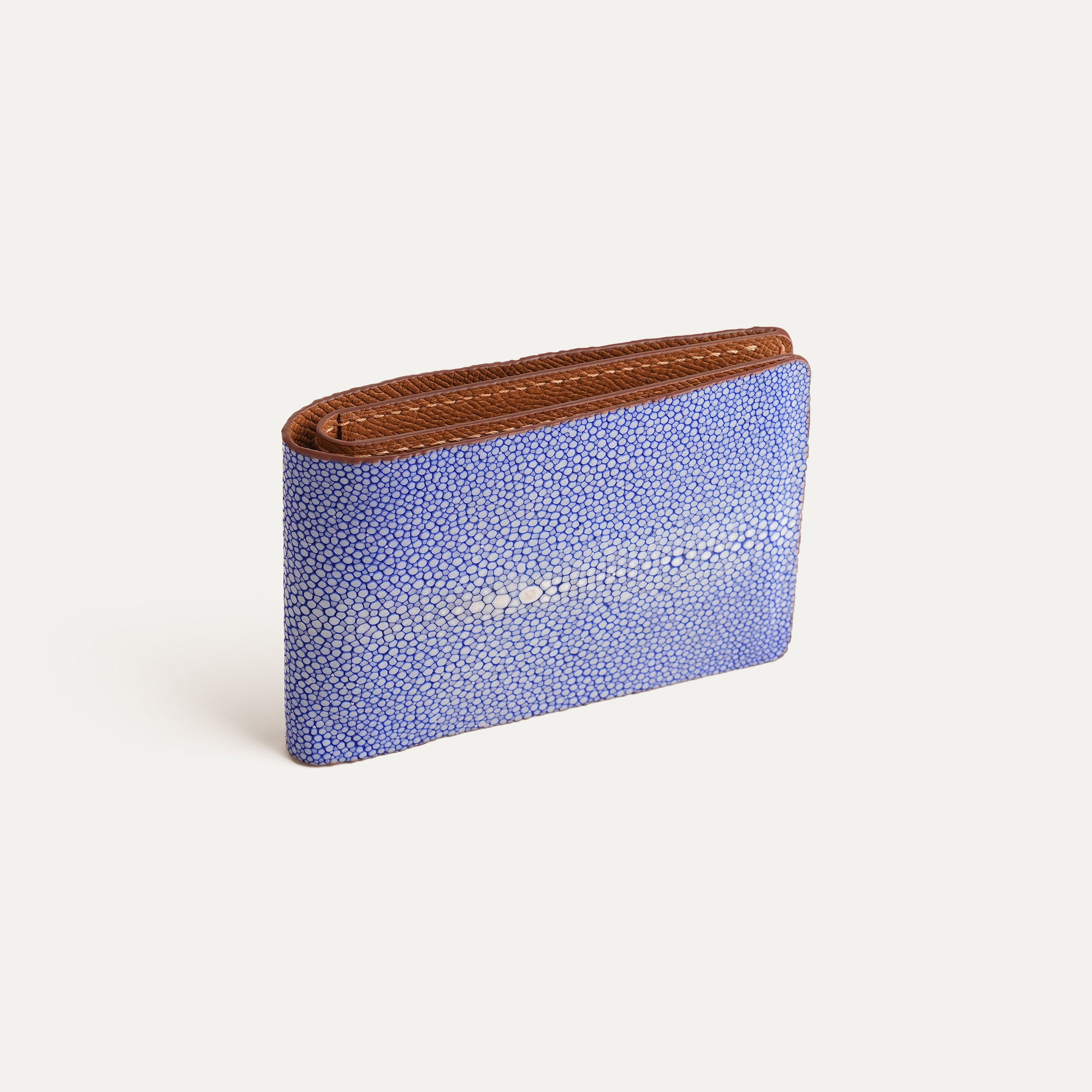 Golden Epsom mix Blue Stingray Leather Wing Bifold Wallet