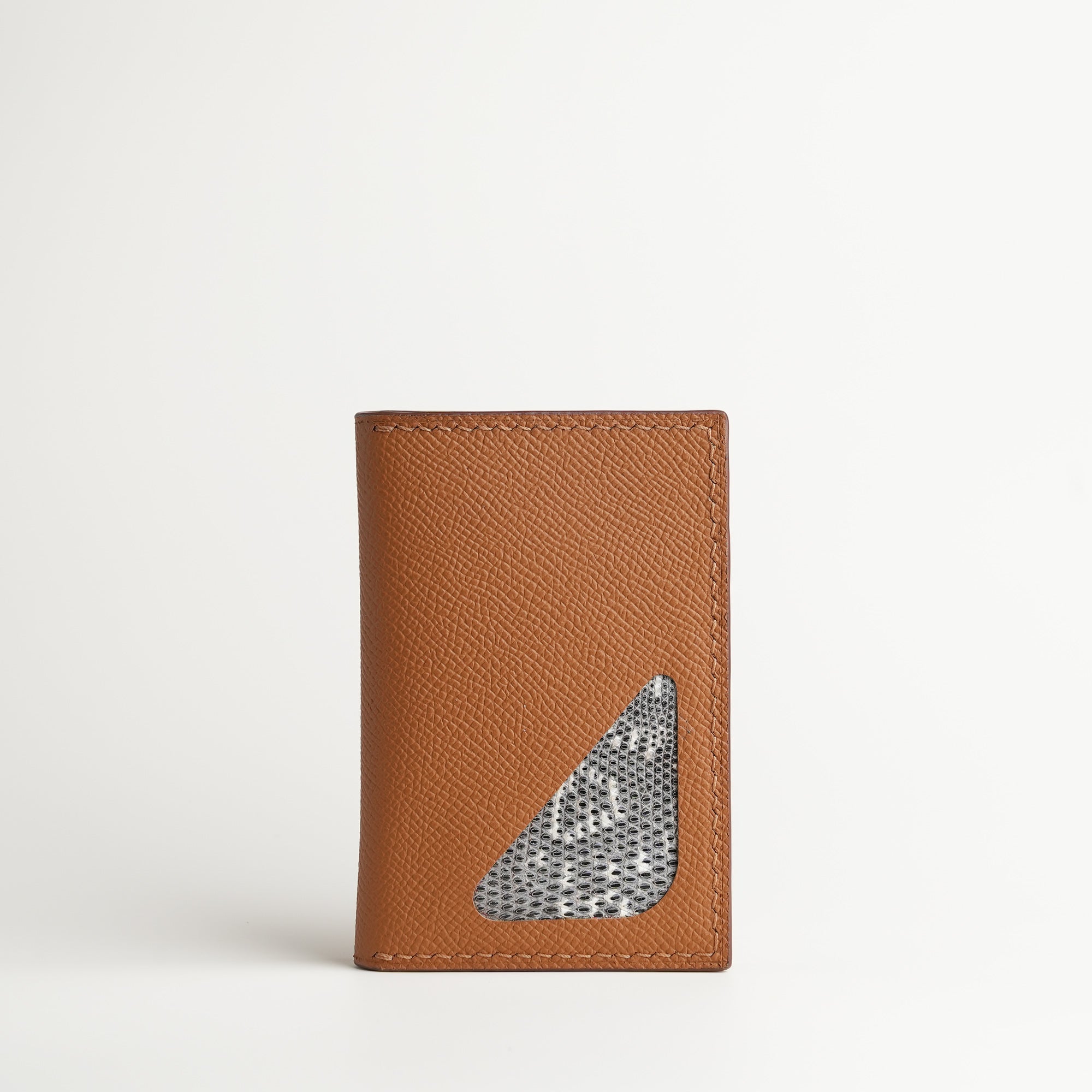 Golden Epsom mix Lizard Leather Bifold Wallet - Natural Pattern
