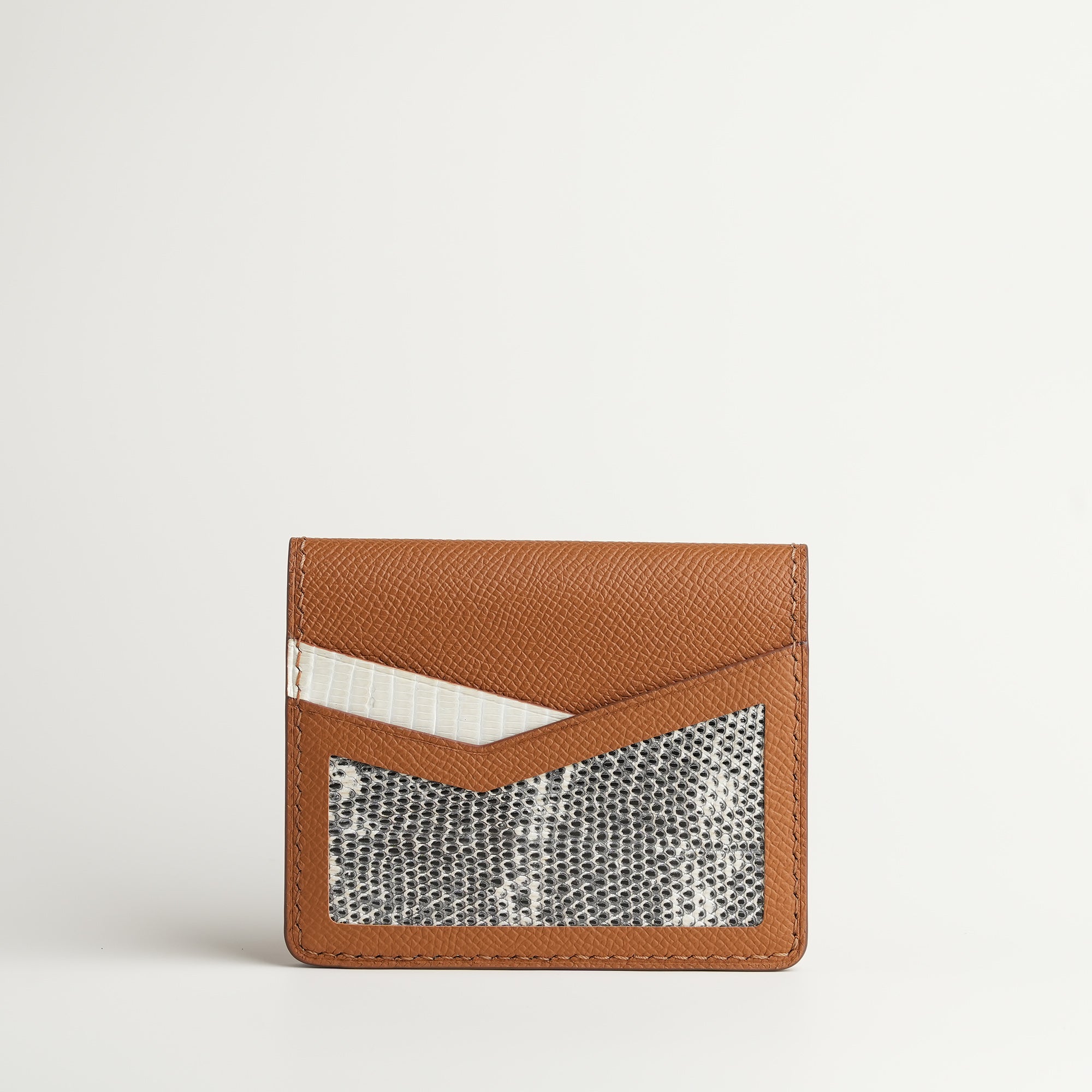Golden Epsom mix Lizard Leather Dualfold Wallet - Natural Pattern
