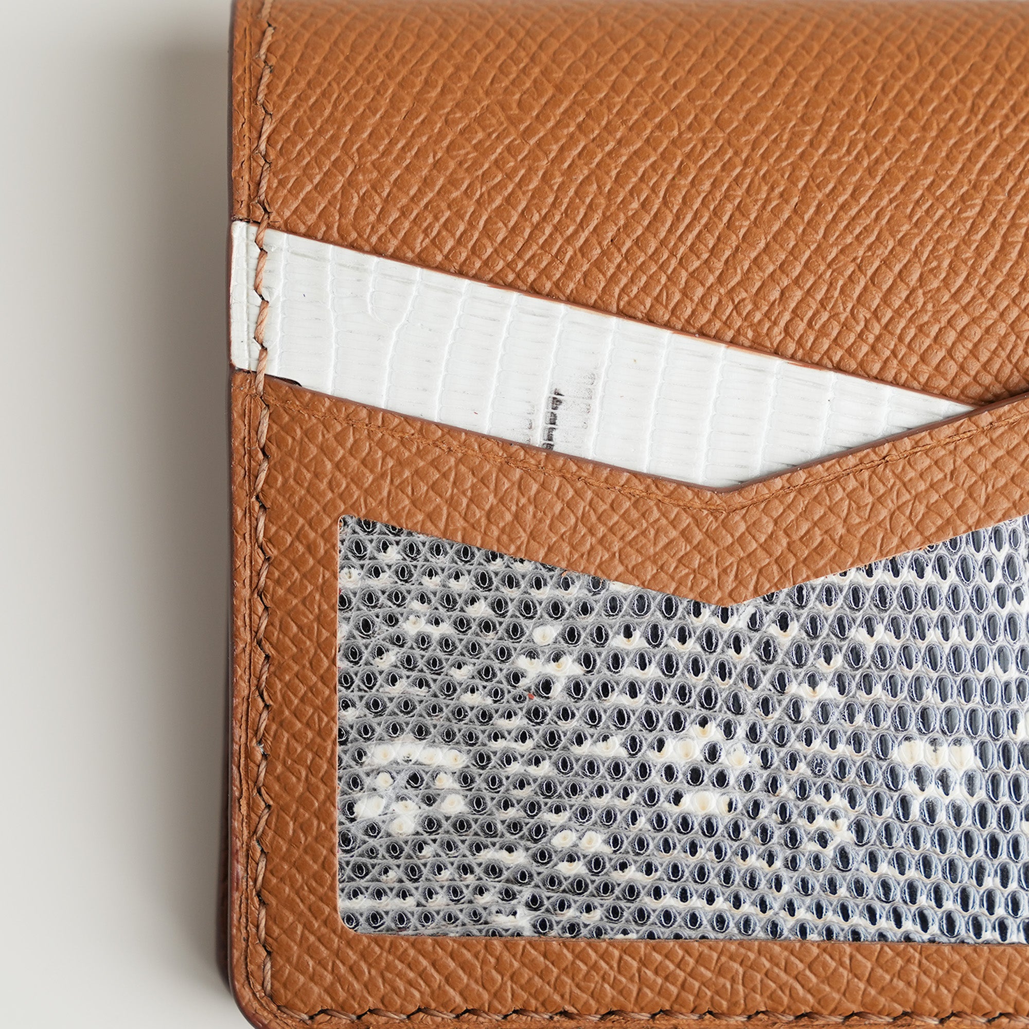 Golden Epsom mix Lizard Leather Dualfold Wallet - Natural Pattern