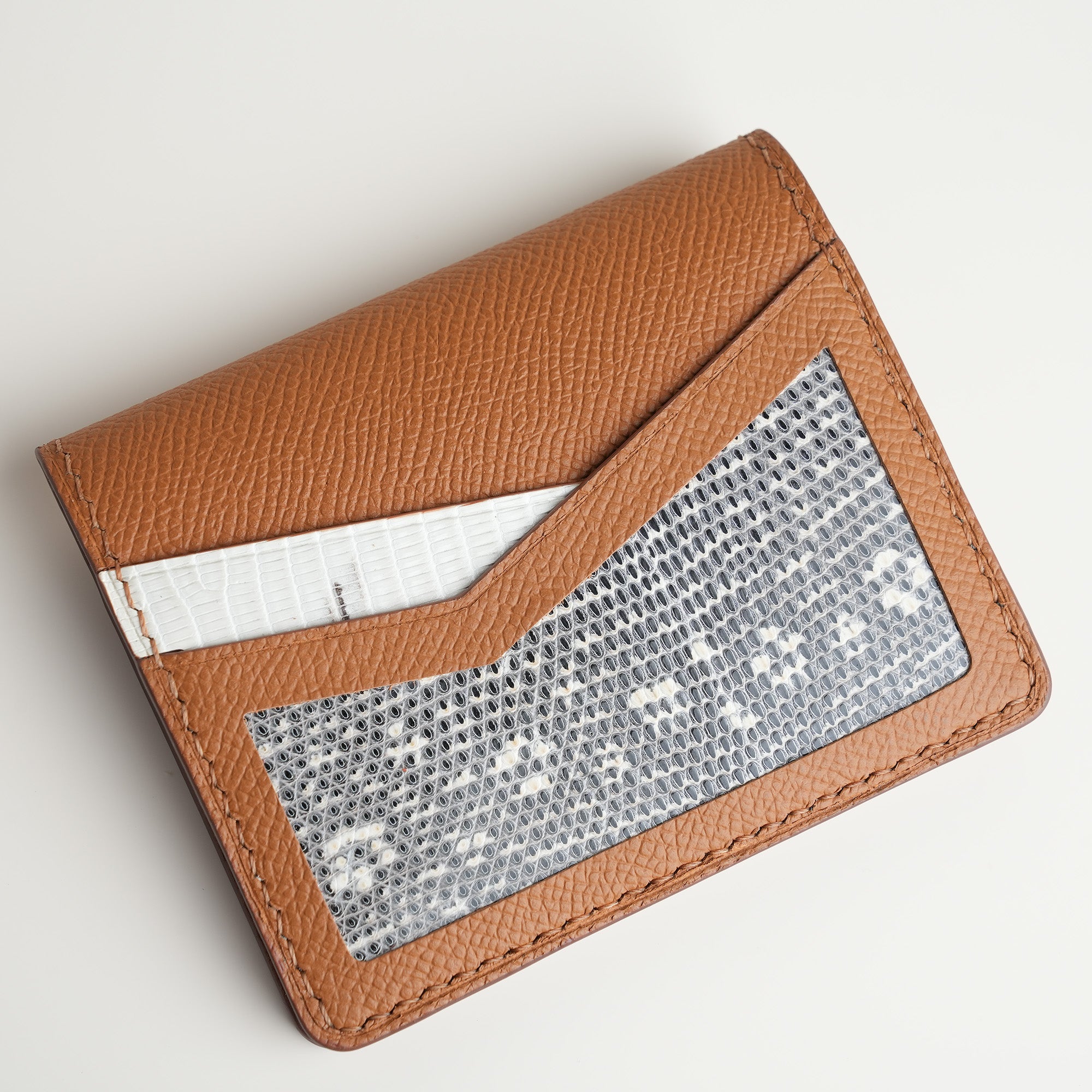 Golden Epsom mix Lizard Leather Dualfold Wallet - Natural Pattern