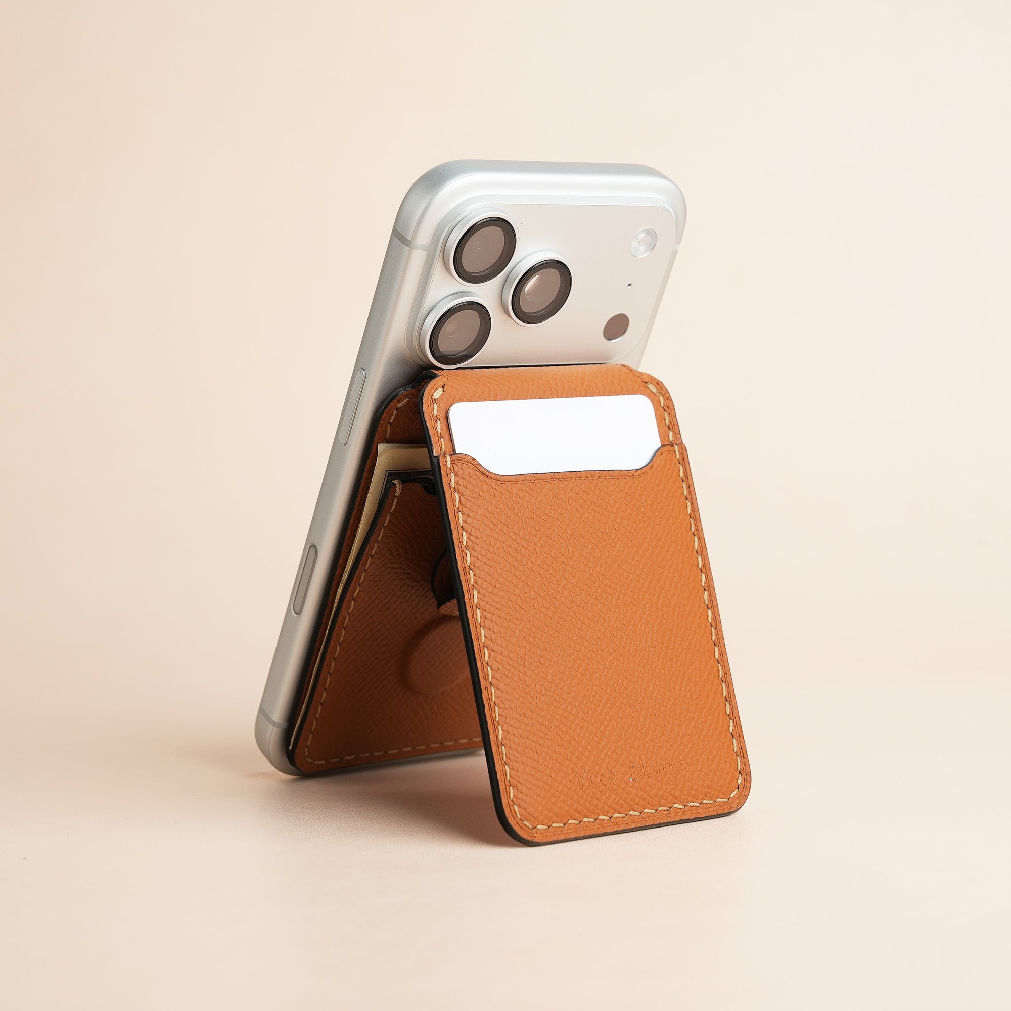 Golden Epsom Leather Magsafe Wallet