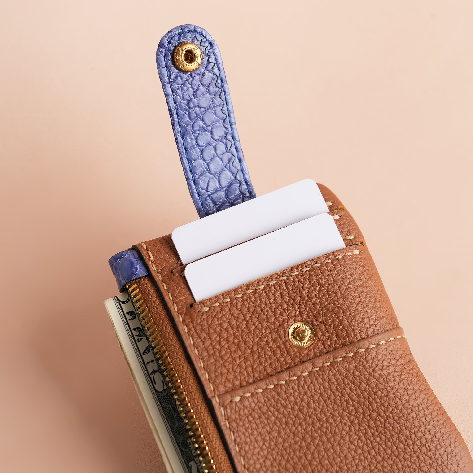 Golden Togo Leather Zipped Coin Purse - Stupid Alligator