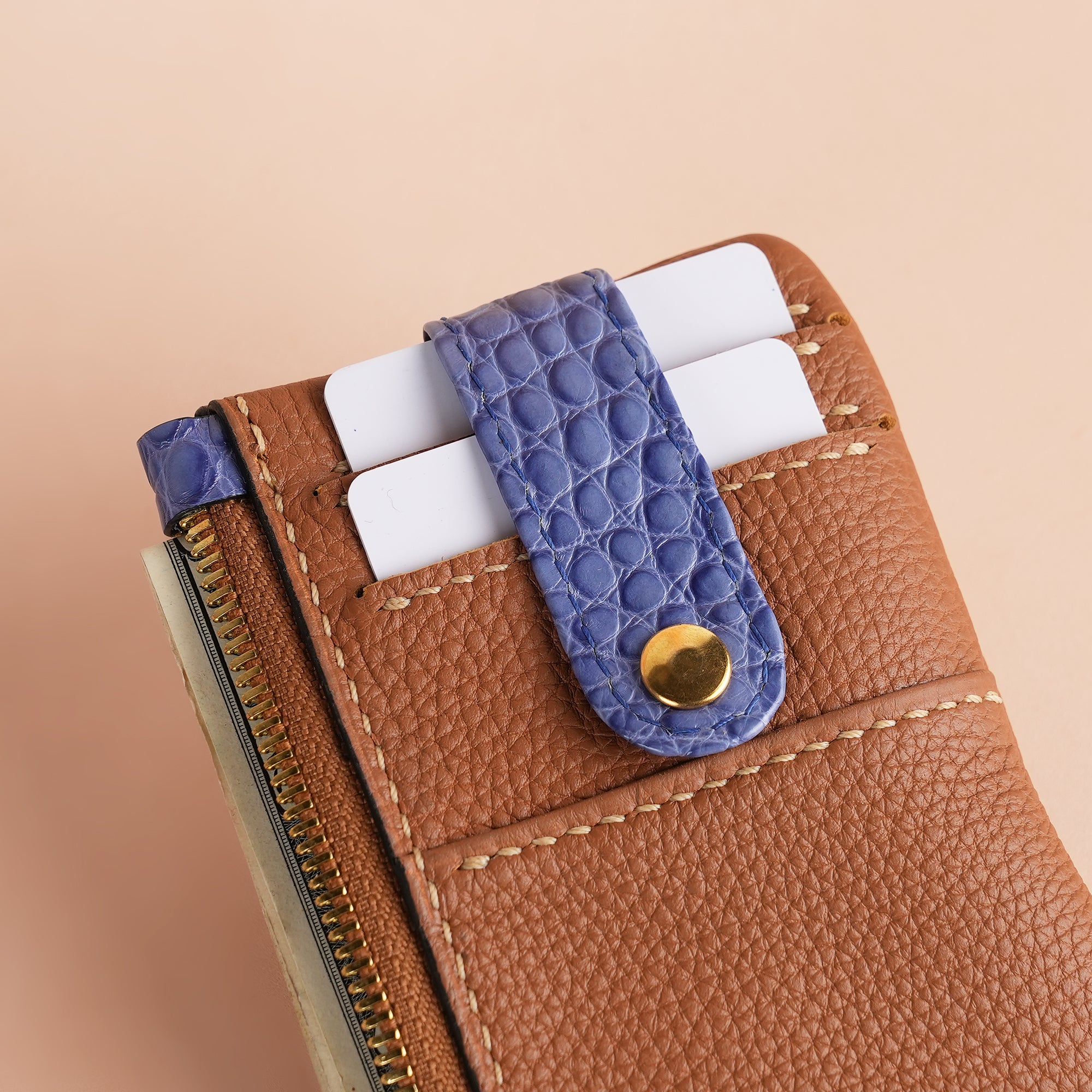 Golden Togo Leather Zipped Coin Purse - Stupid Alligator