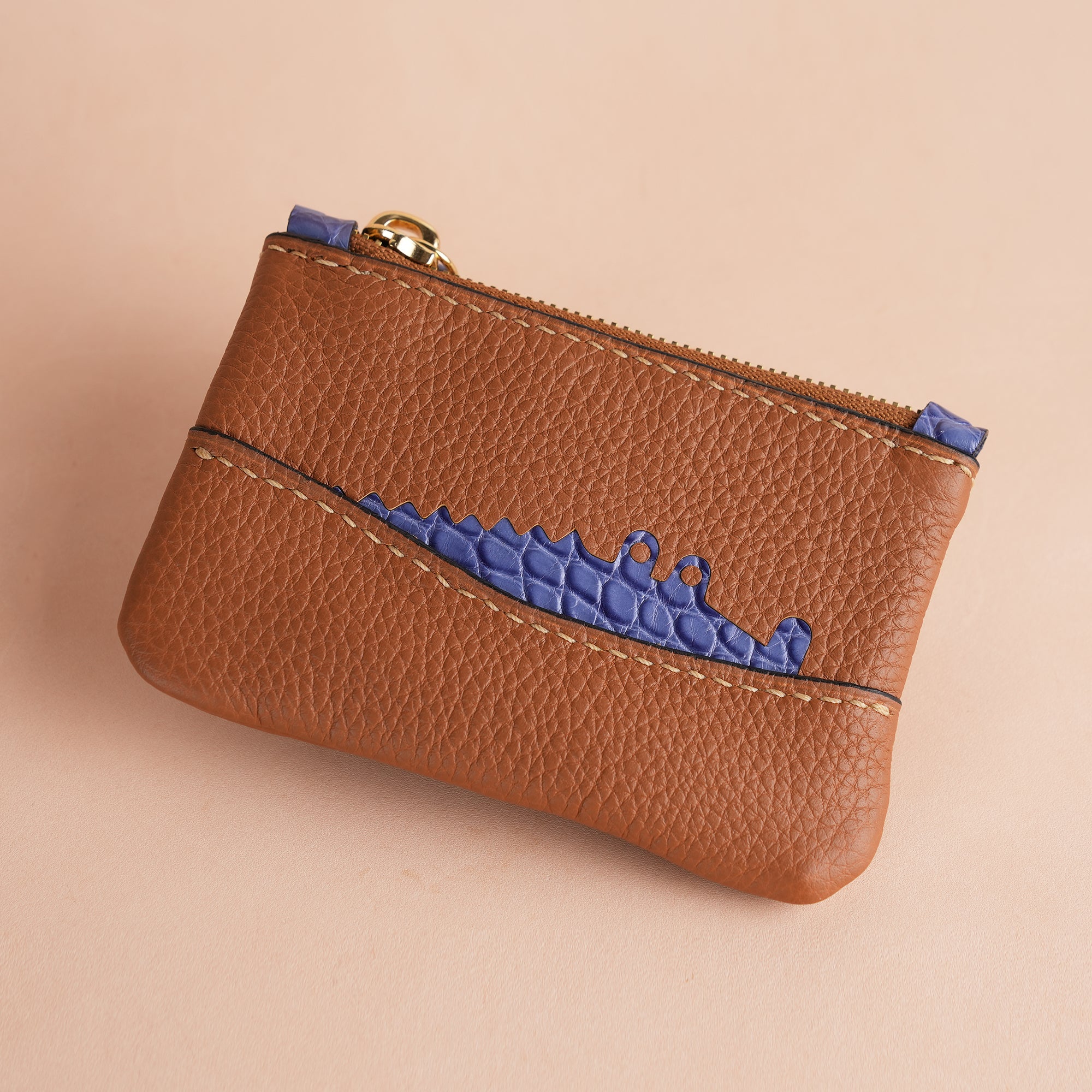 Golden Togo Leather Zipped Coin Purse - Stupid Alligator
