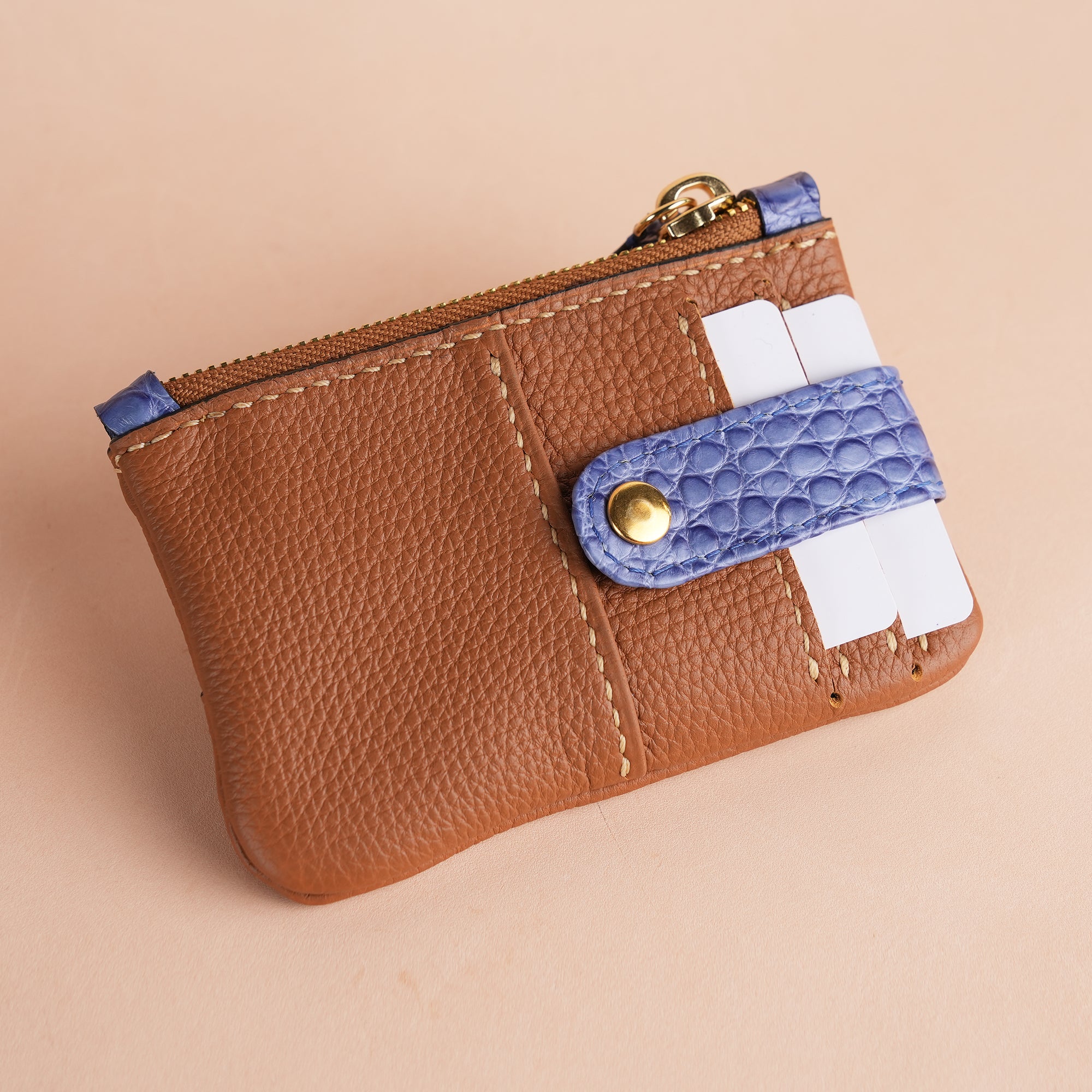 Golden Togo Leather Zipped Coin Purse - Stupid Alligator