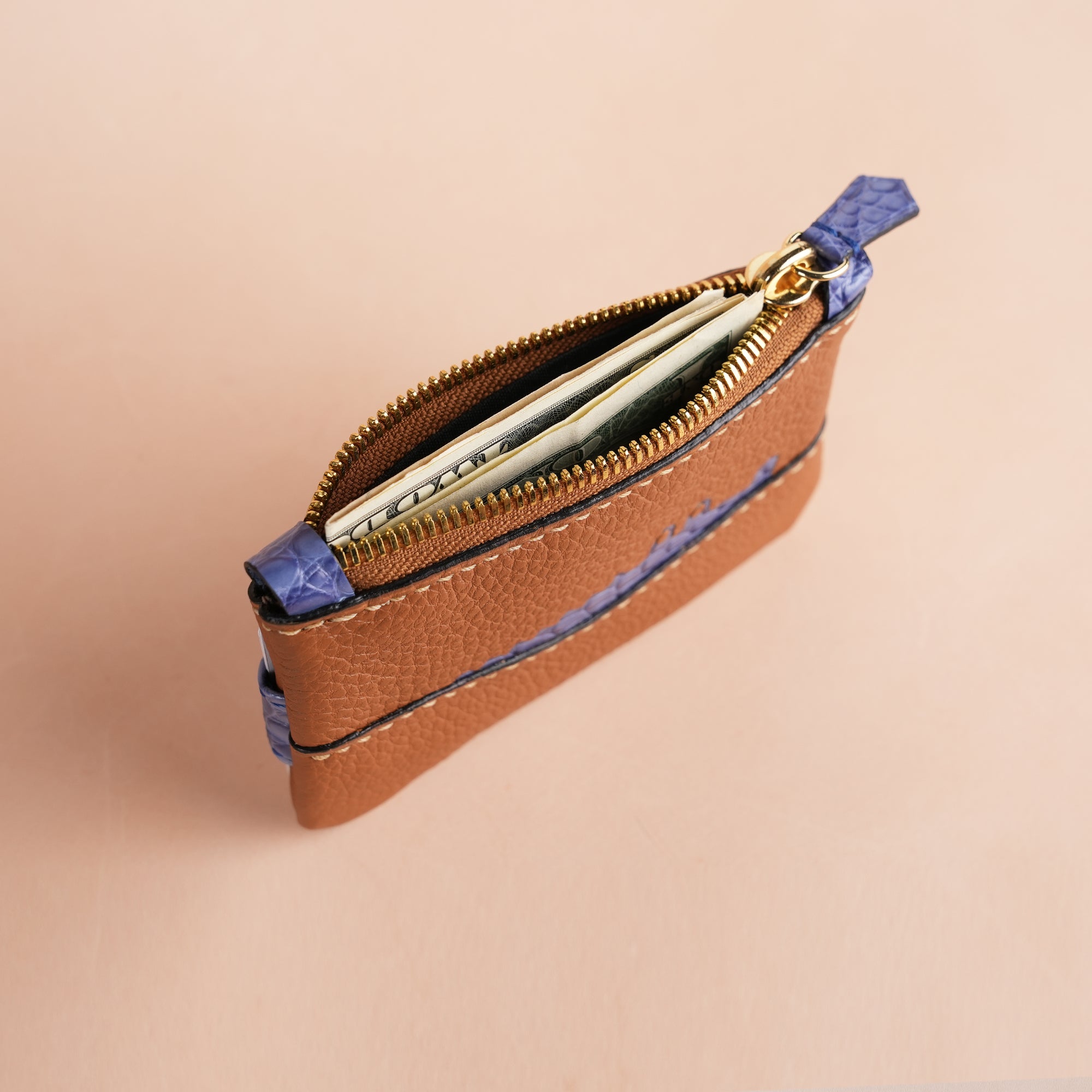 Golden Togo Leather Zipped Coin Purse - Stupid Alligator