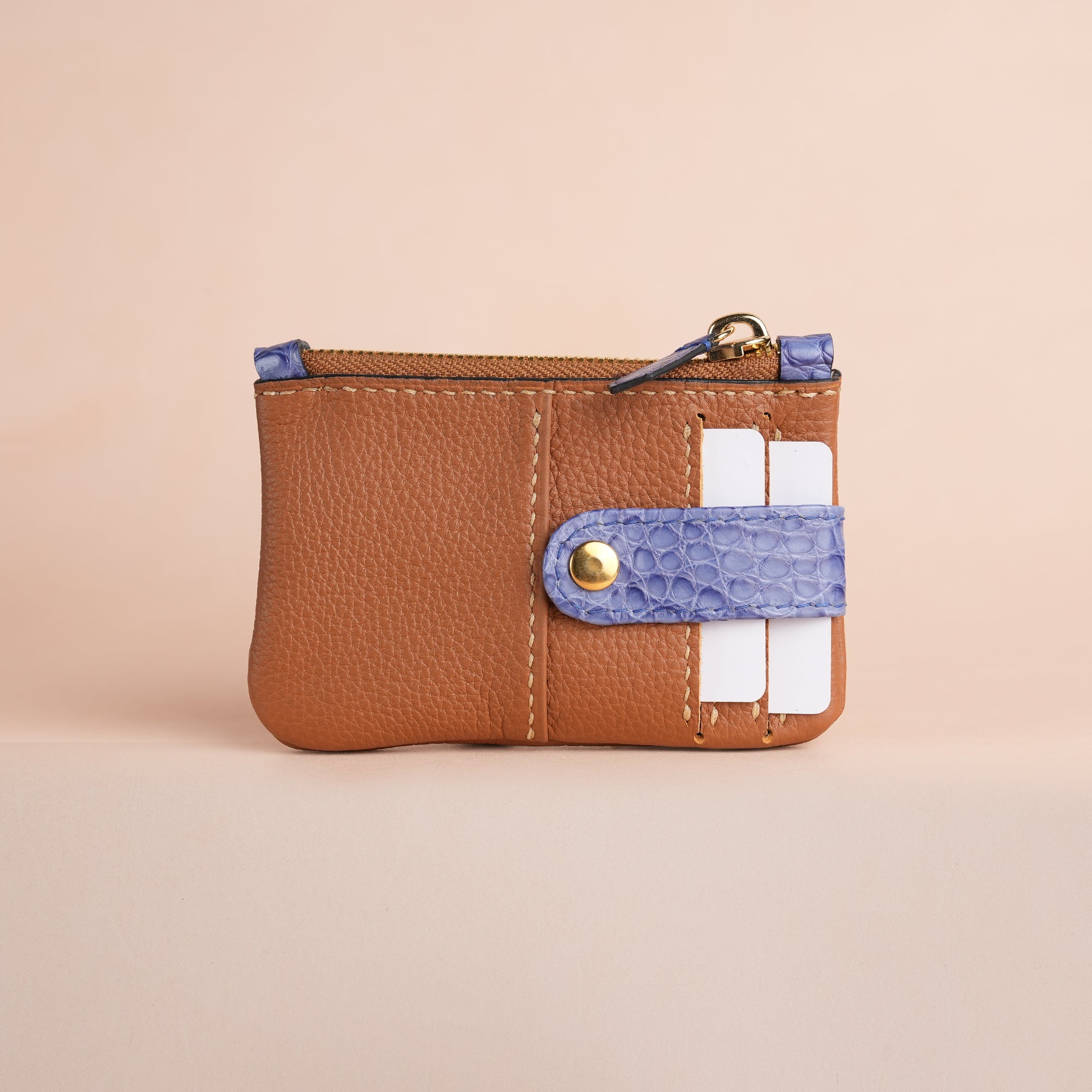 Golden Togo Leather Zipped Coin Purse - Stupid Alligator