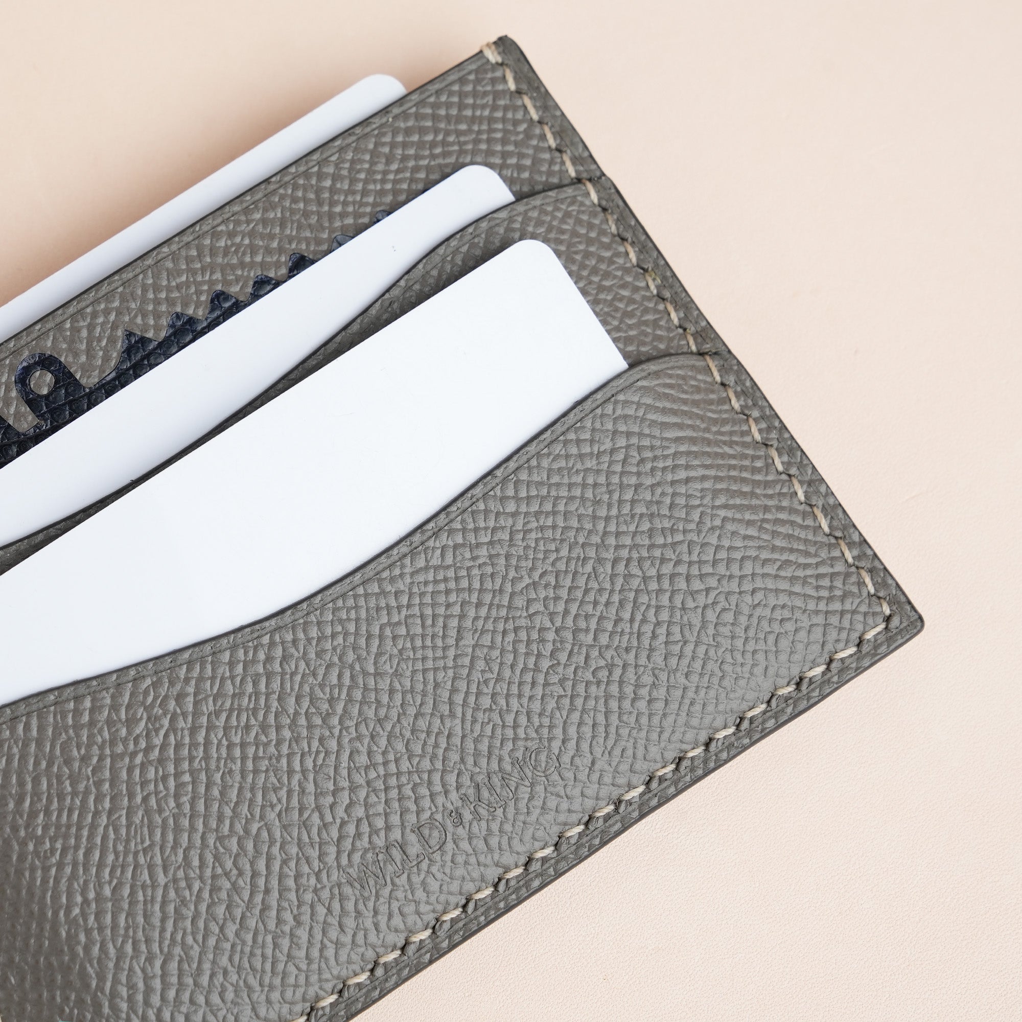 Graphite Grey Epsom mix Crocodile Leather Card Holder - Double Stupid Alligator