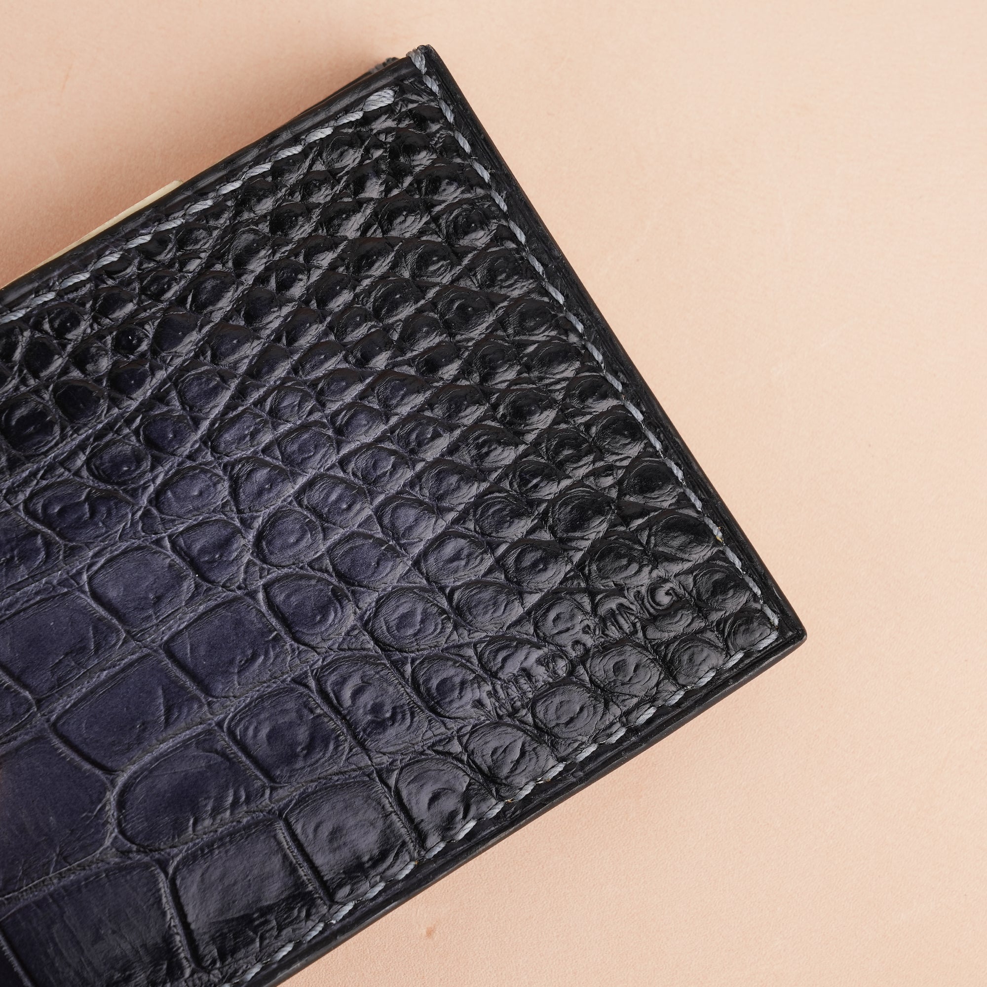 Gray Crocodile Leather Bifold Wallet