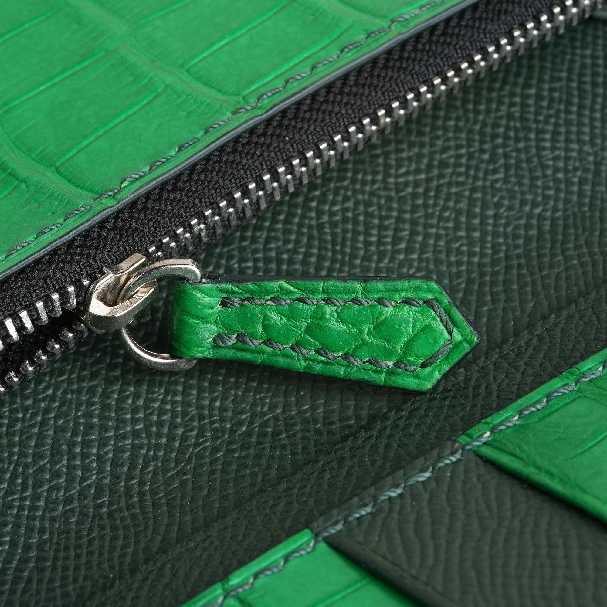 Green Crocodile Leather Long Wallet