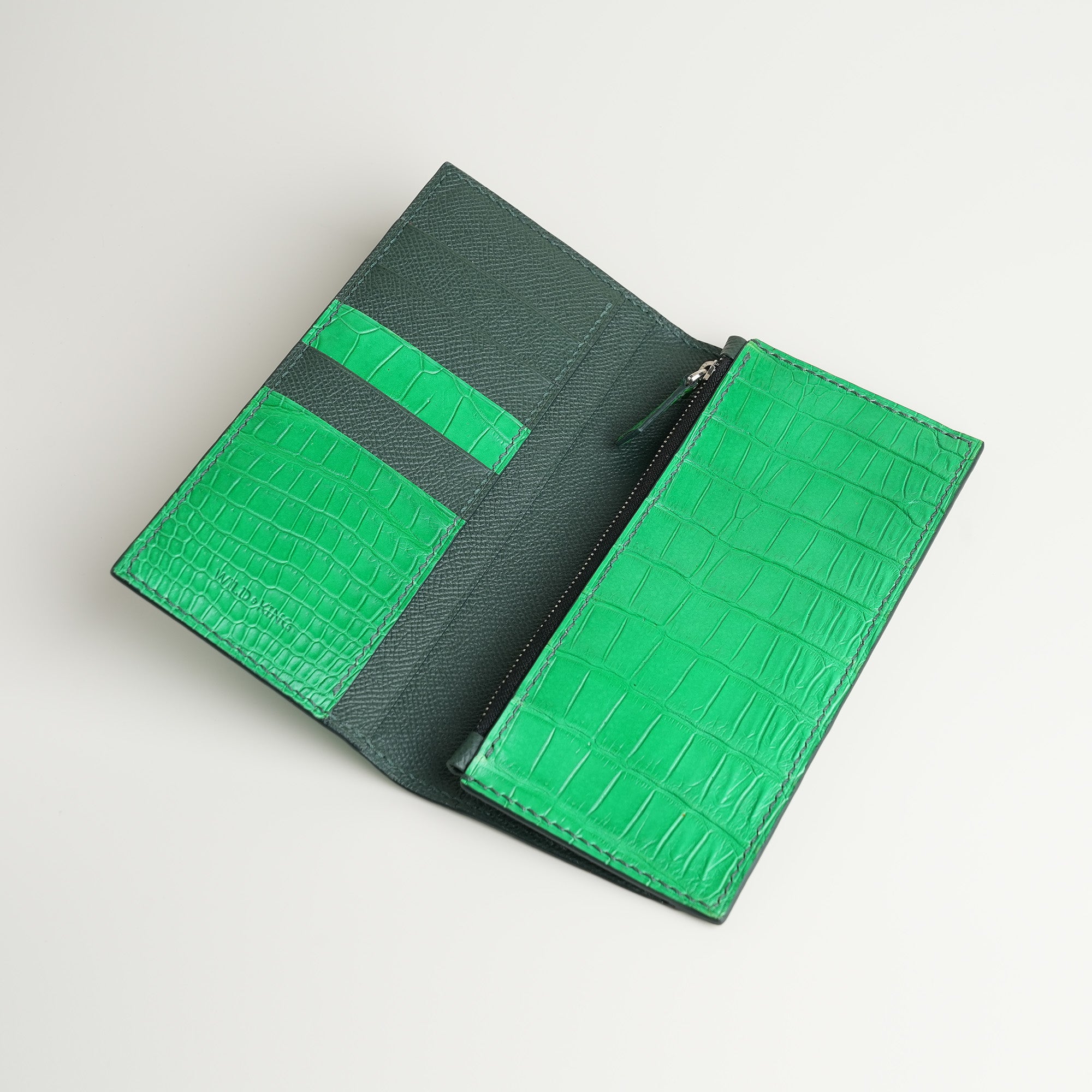 Green Crocodile Leather Long Wallet