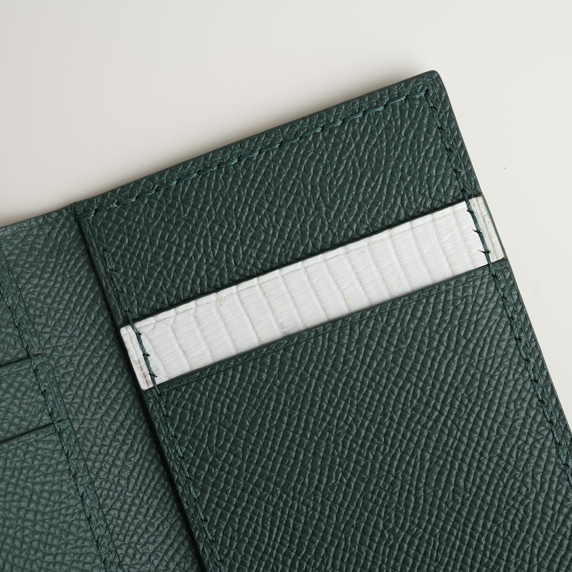 Green Epsom mix Lizard Leather Bifold Wallet - Natural Pattern