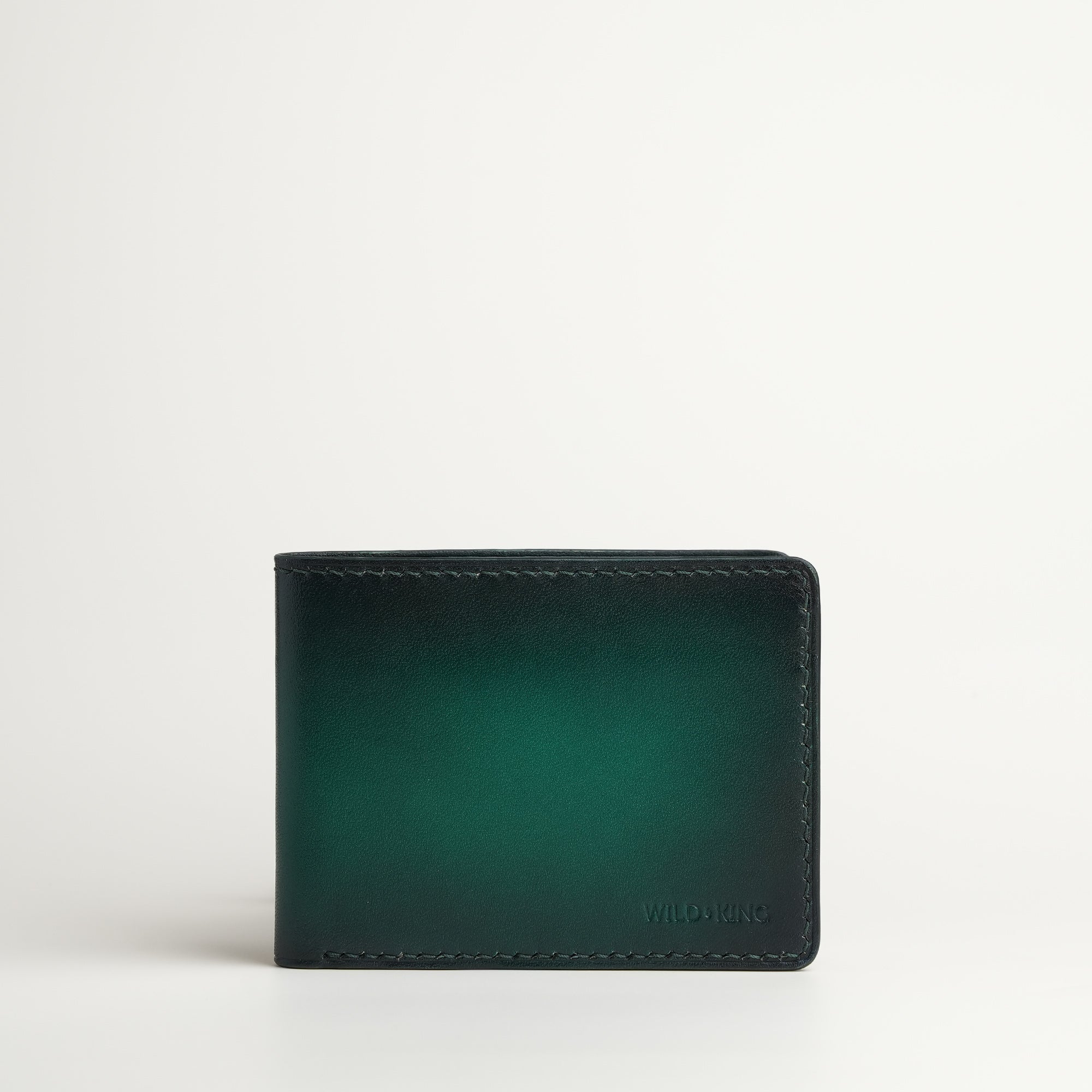 Green Leather Wing Bifold Wallet - Patina Finish