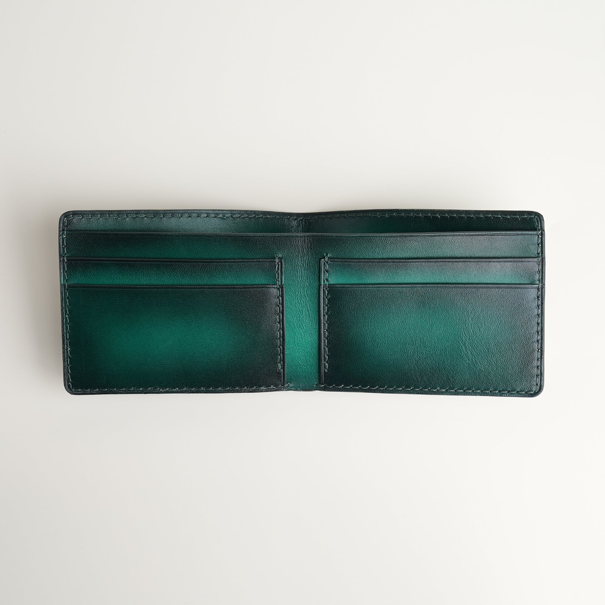 Green Leather Wing Bifold Wallet - Patina Finish