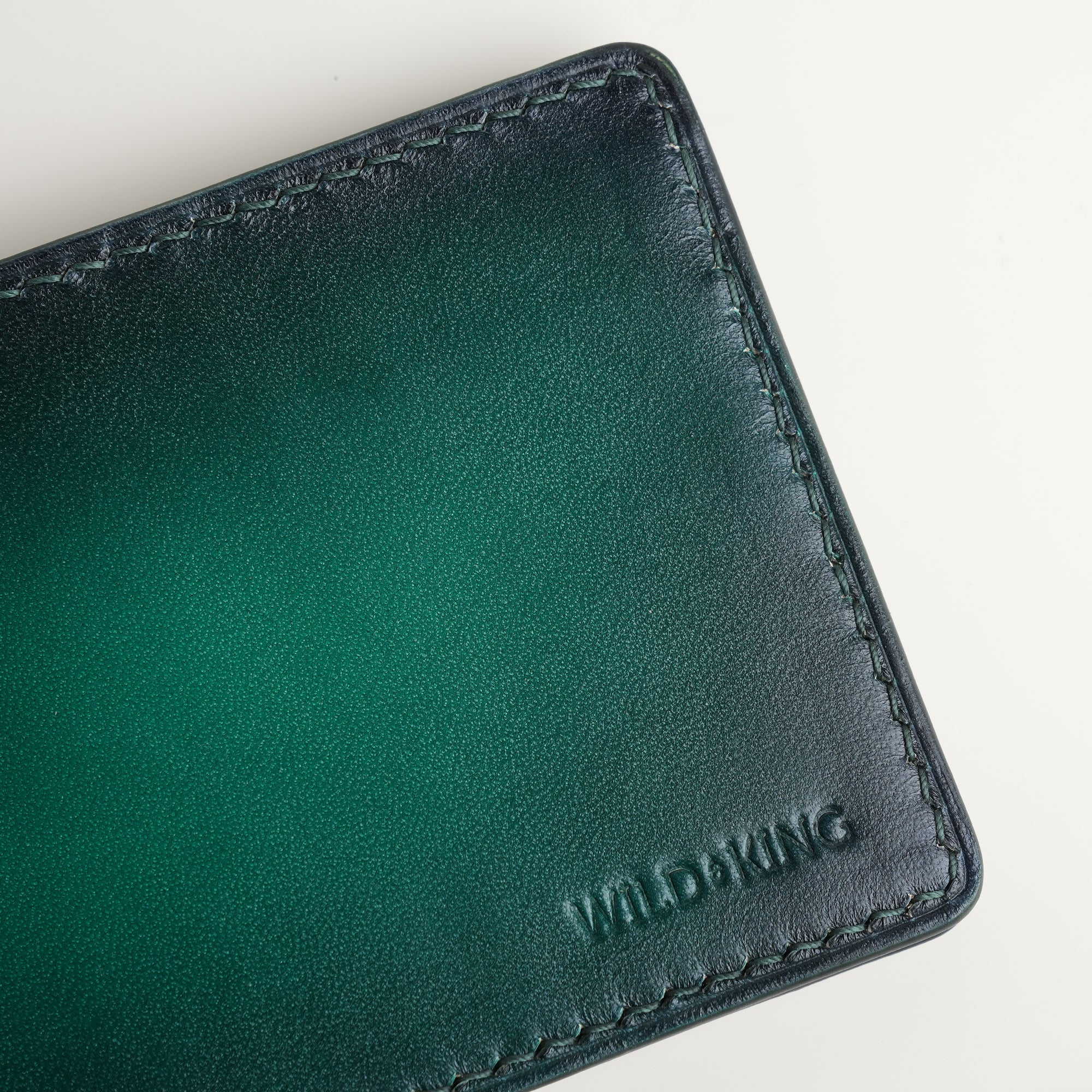 Green Leather Wing Bifold Wallet - Patina Finish