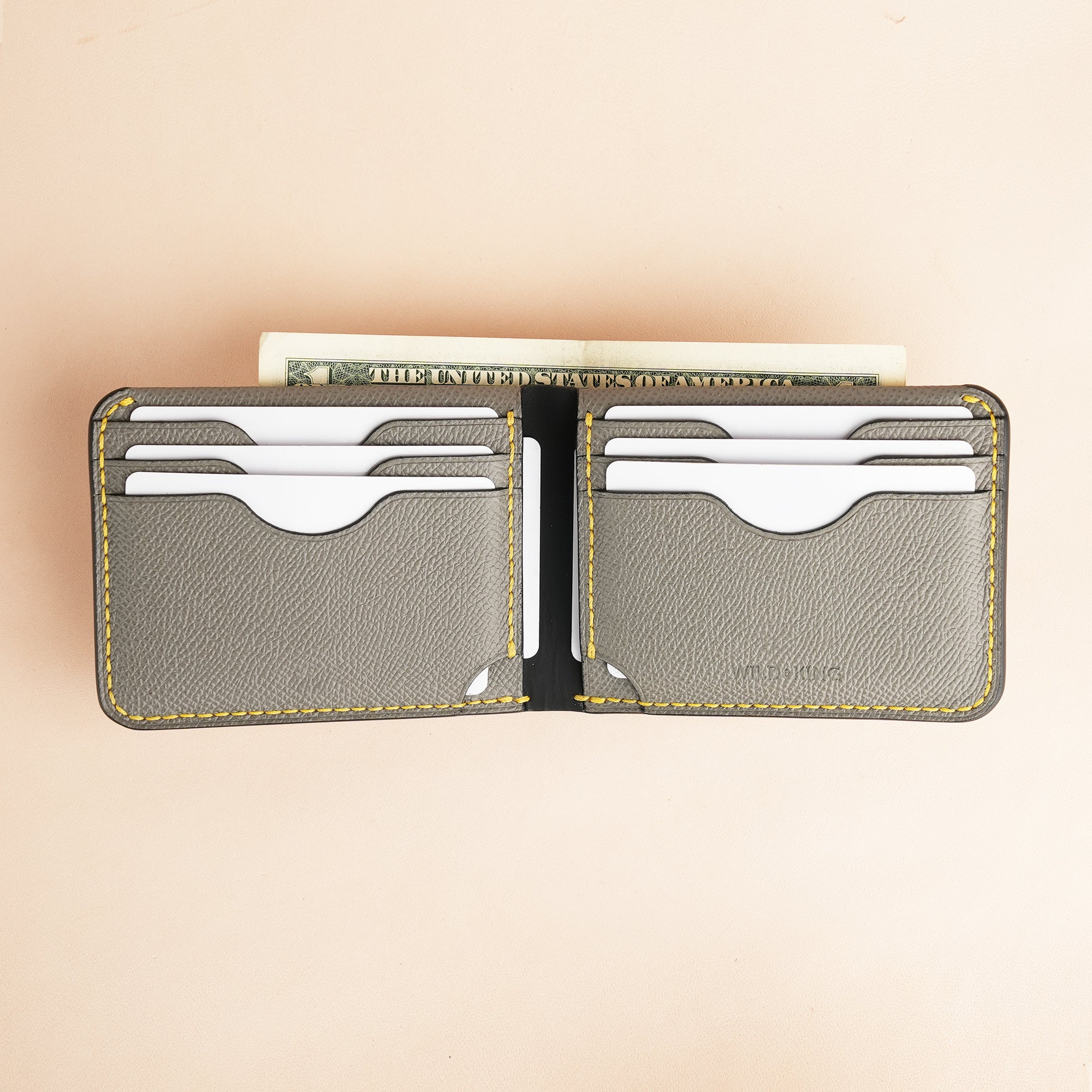 Grey Epsom Leather Wing Bifold Wallet - Camel Stupid