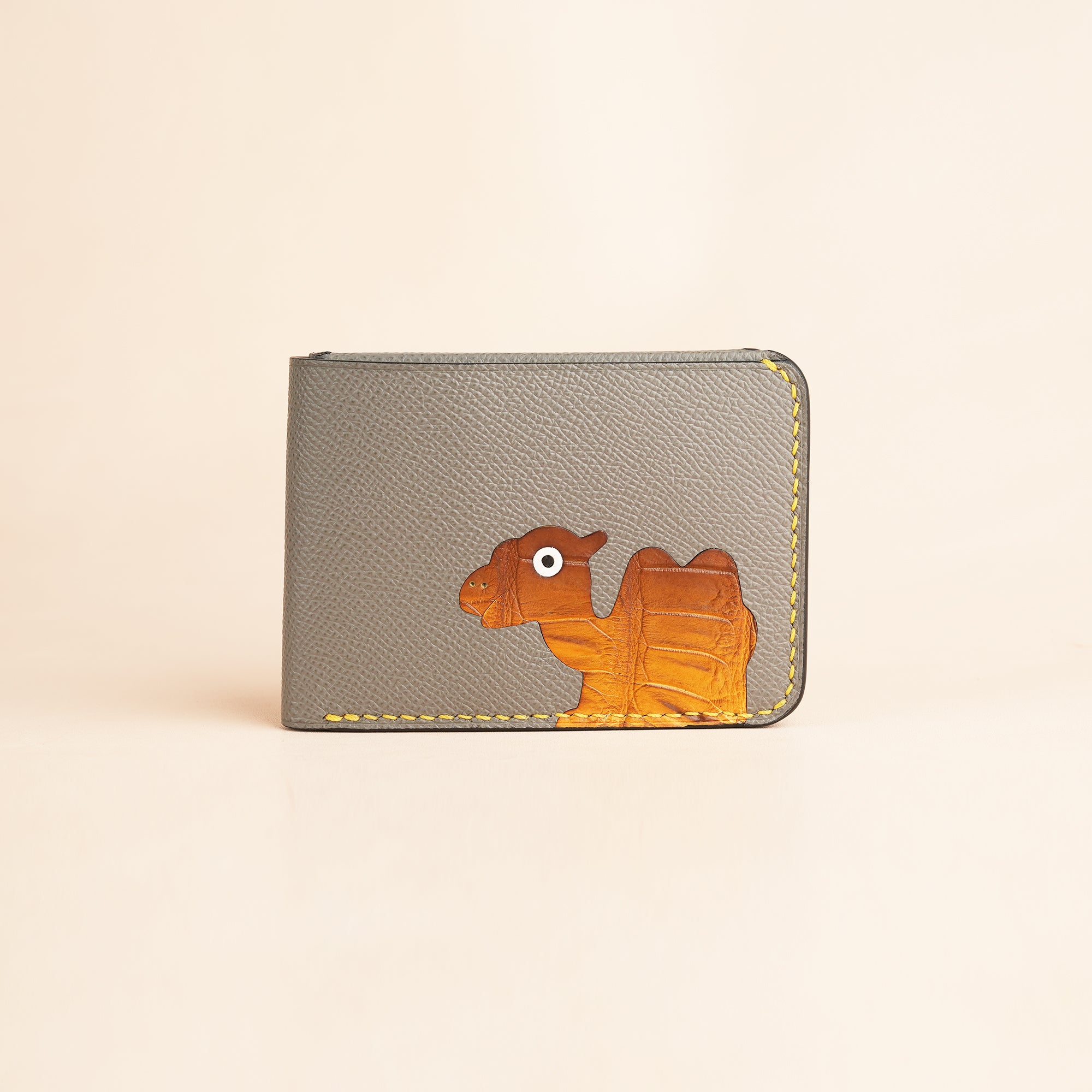 Grey Epsom Leather Wing Bifold Wallet - Camel Stupid
