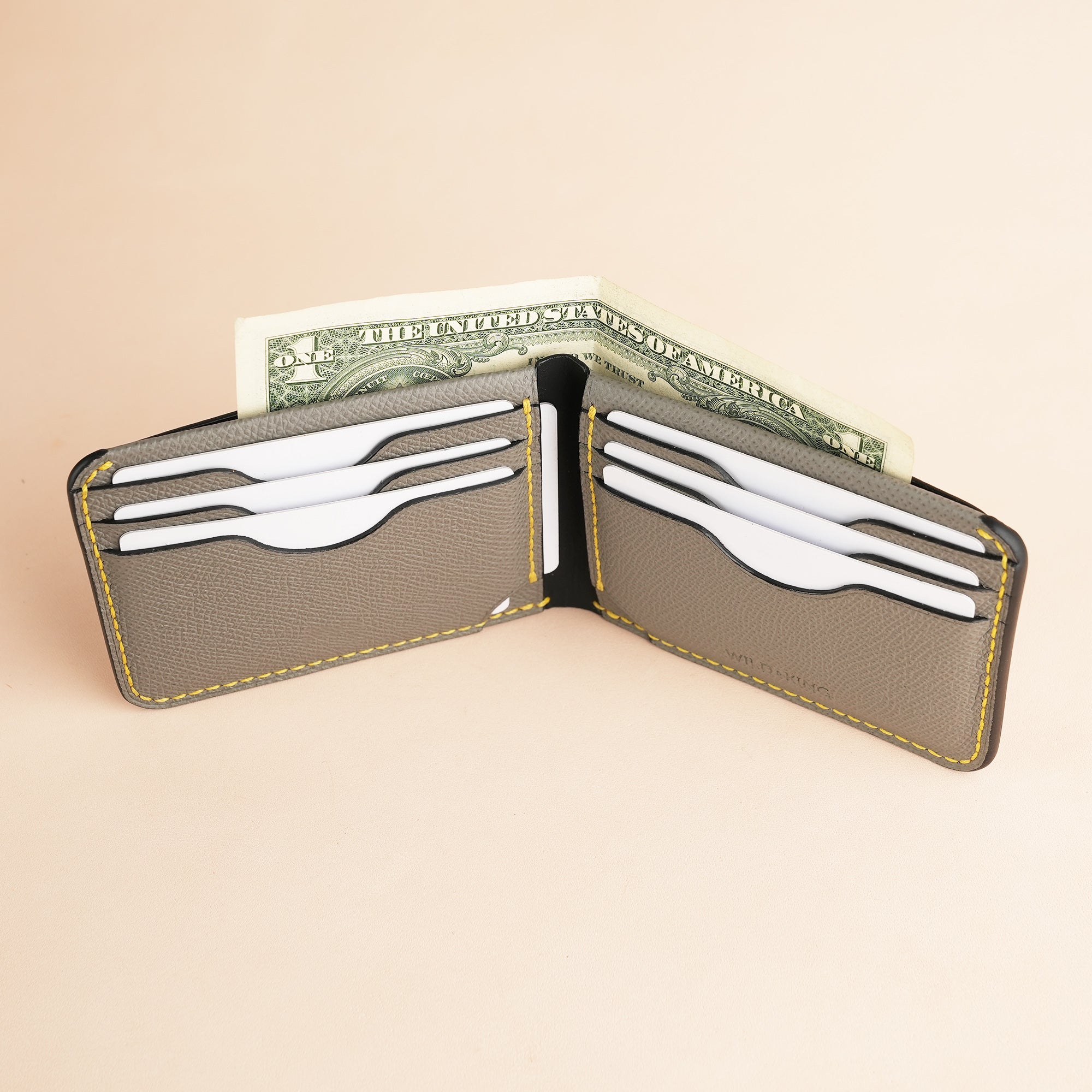 Grey Epsom Leather Wing Bifold Wallet - Camel Stupid