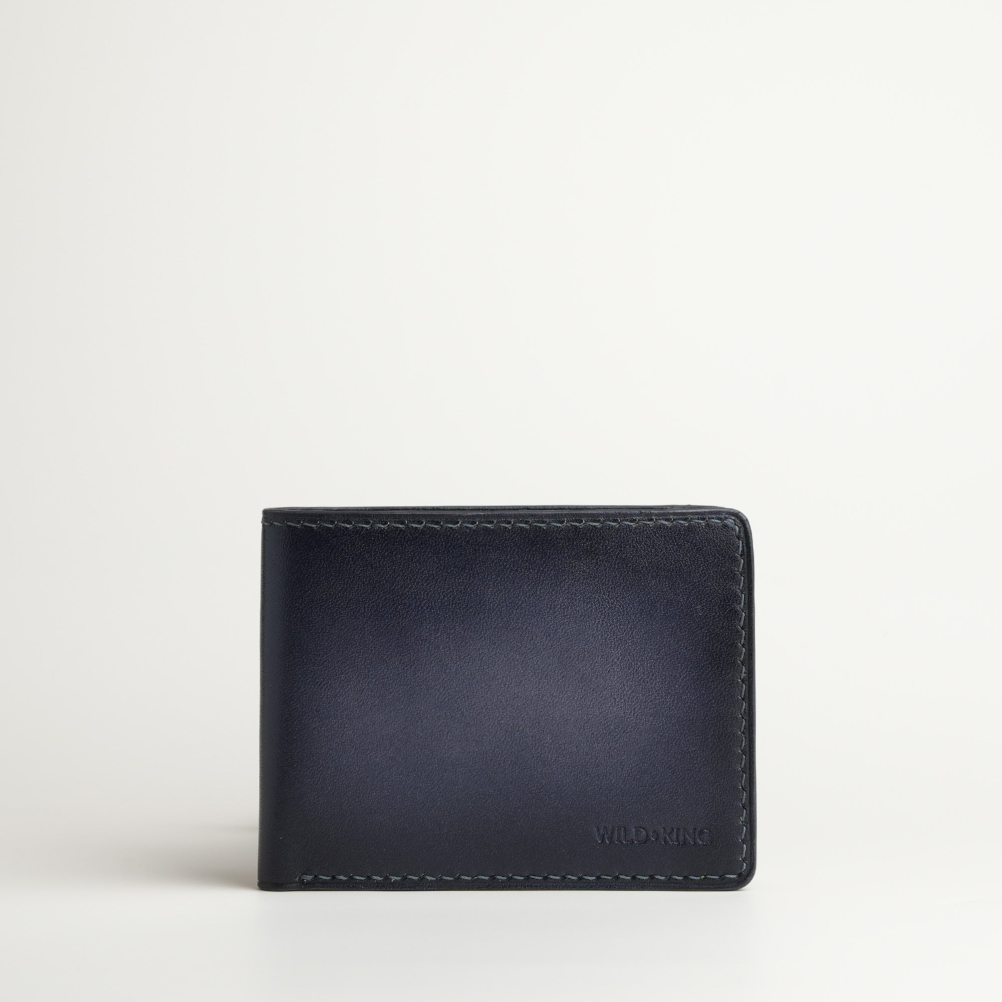 Grey Leather Wing Bifold Wallet - Patina Finish
