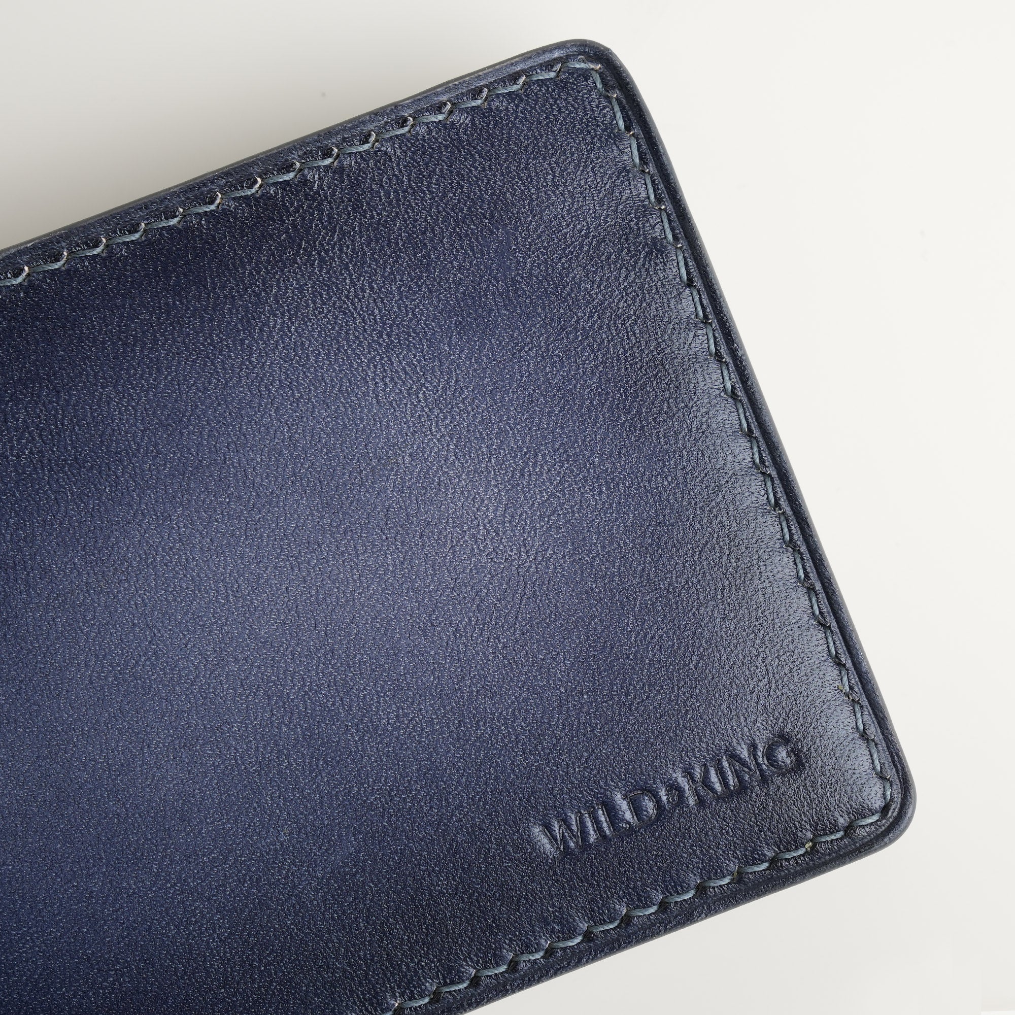 Grey Leather Wing Bifold Wallet - Patina Finish