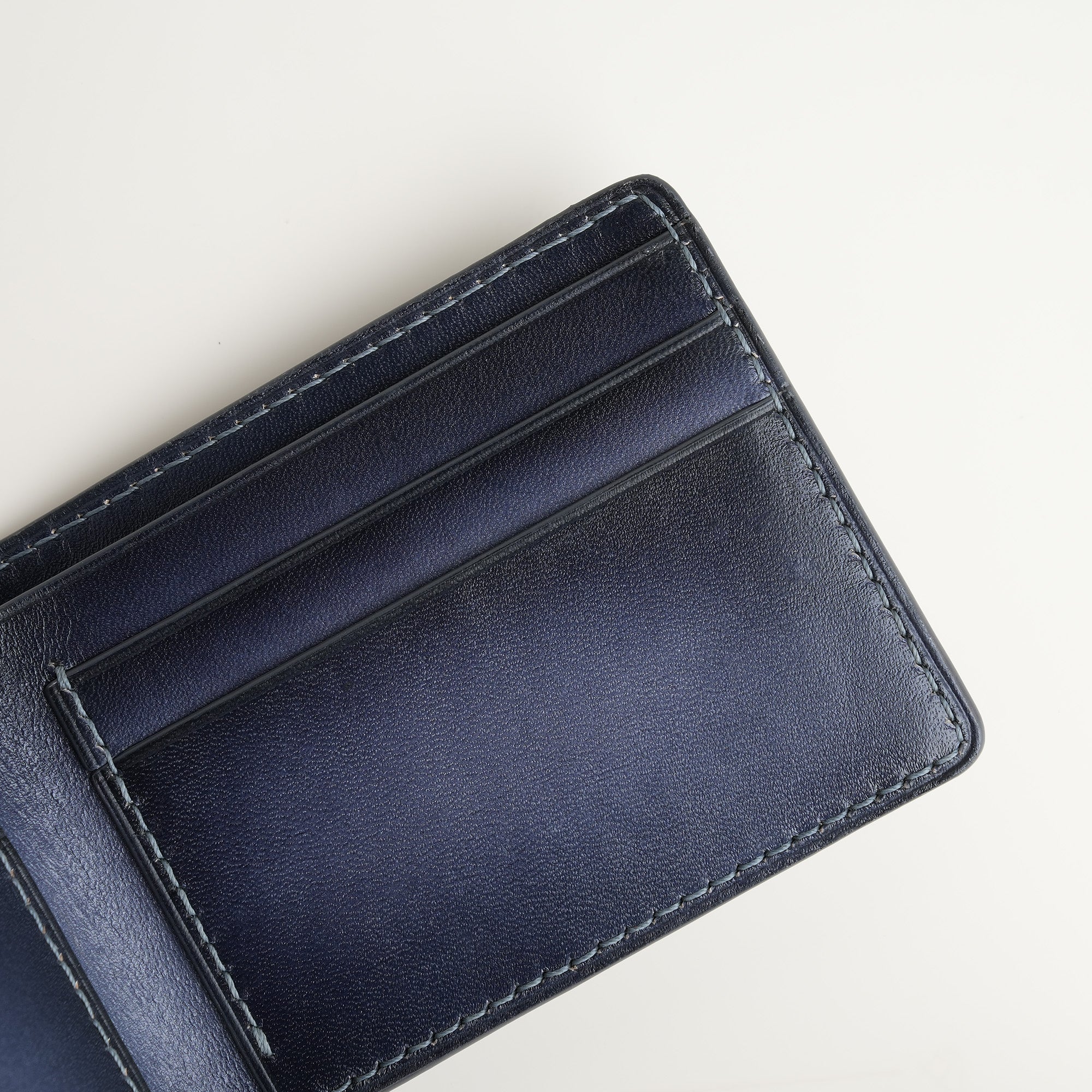Grey Leather Wing Bifold Wallet - Patina Finish