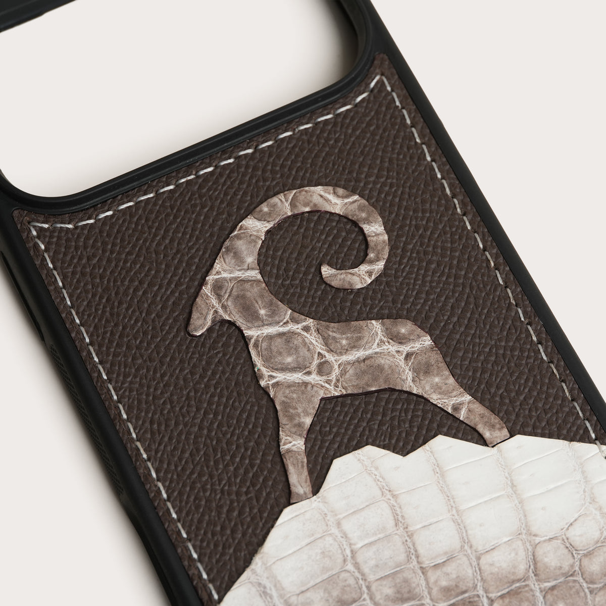 Himalayan Alligator Leather Phone Case - Goat Design