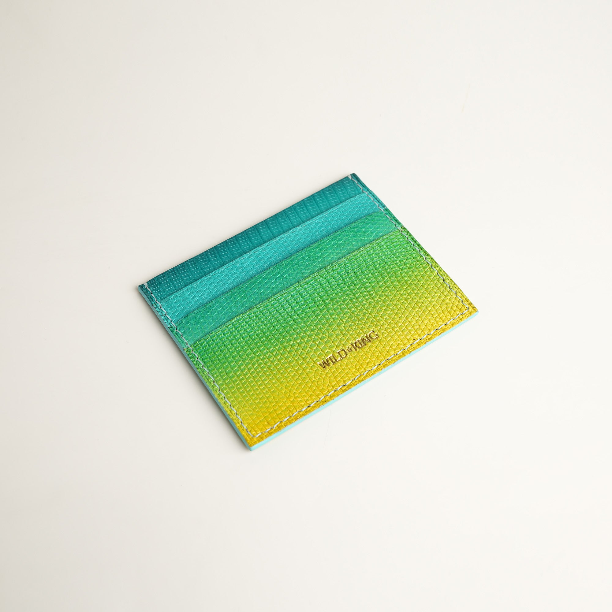 Kelly Green Lizard Leather Card Holder - Patina Finish