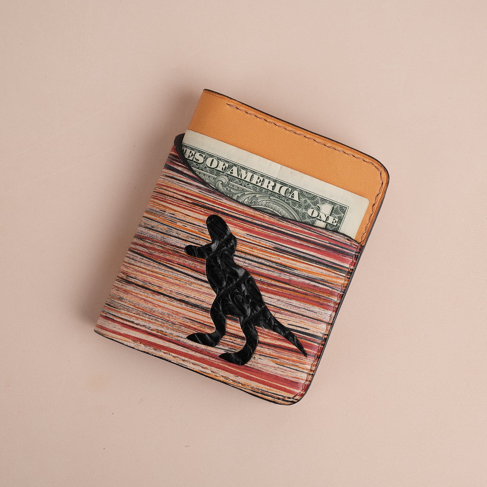 Red Leather Dualfold Wallet - Natural Streaks