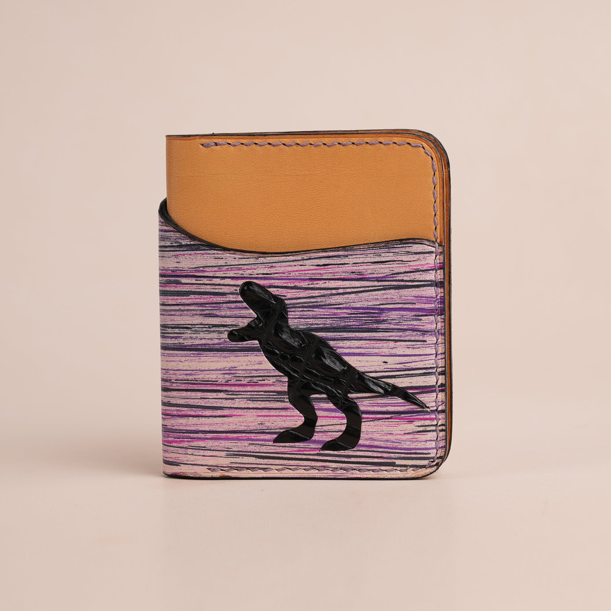 Purple Leather Dualfold Wallet - Natural Streaks