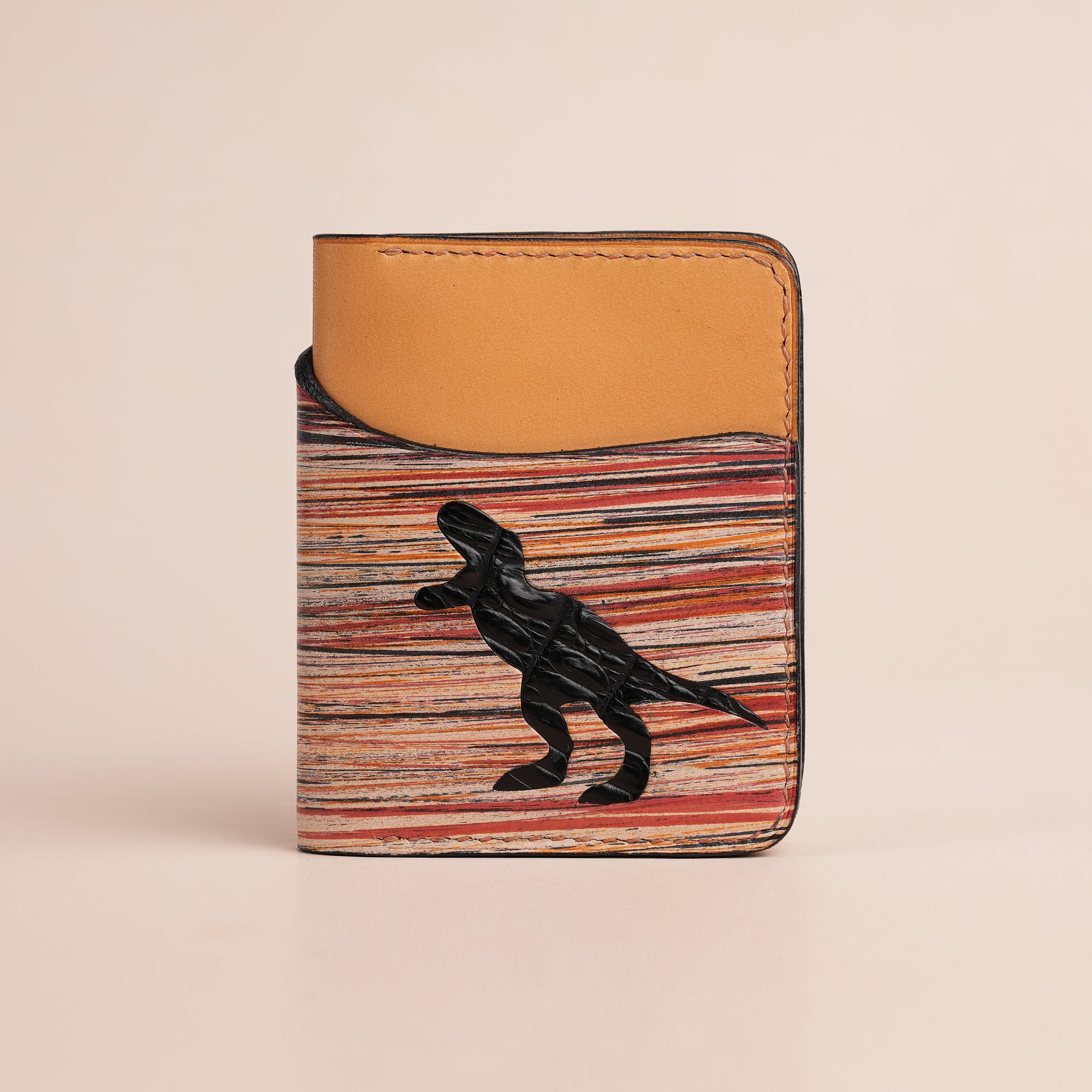 Red Leather Dualfold Wallet - Natural Streaks