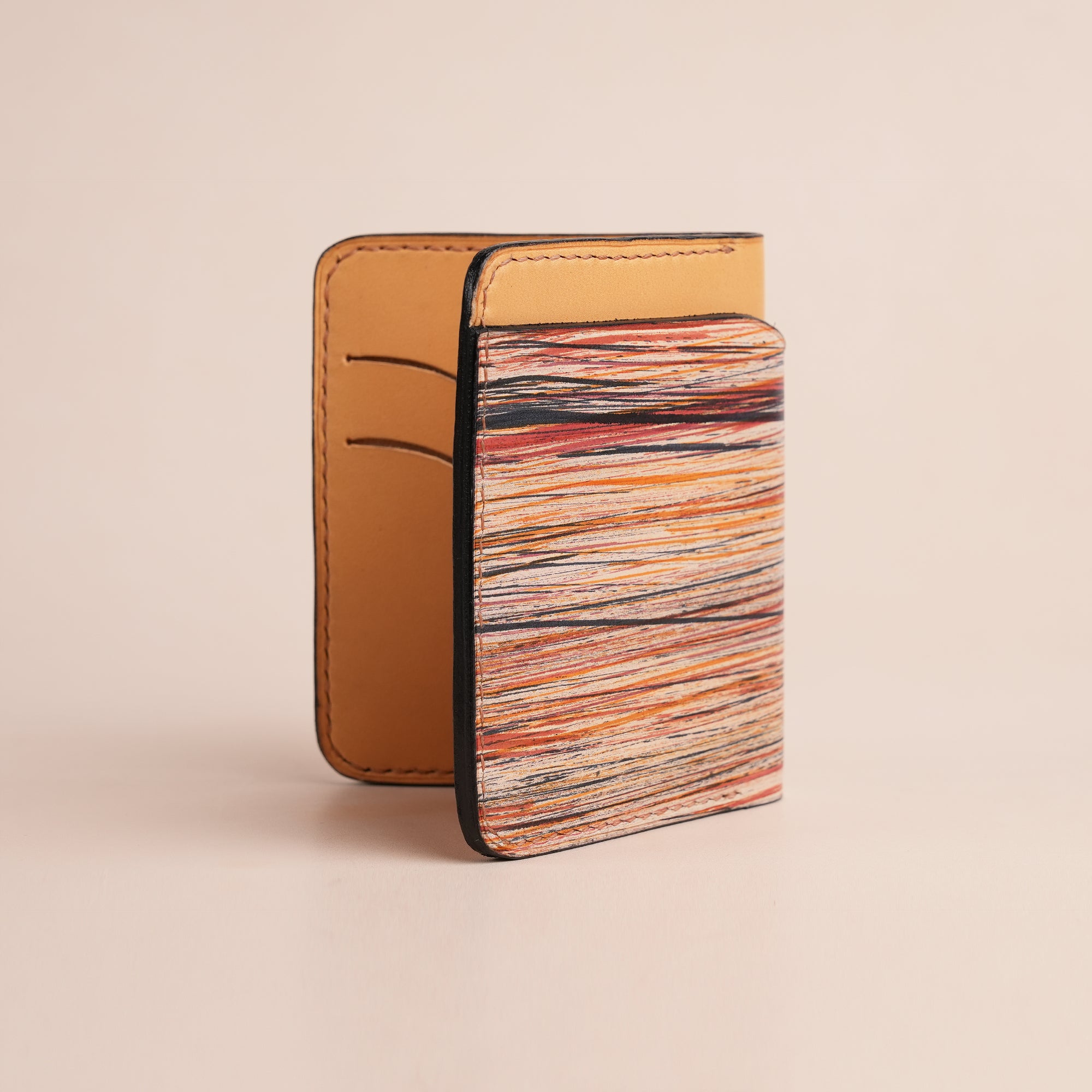 Red Leather Dualfold Wallet - Natural Streaks