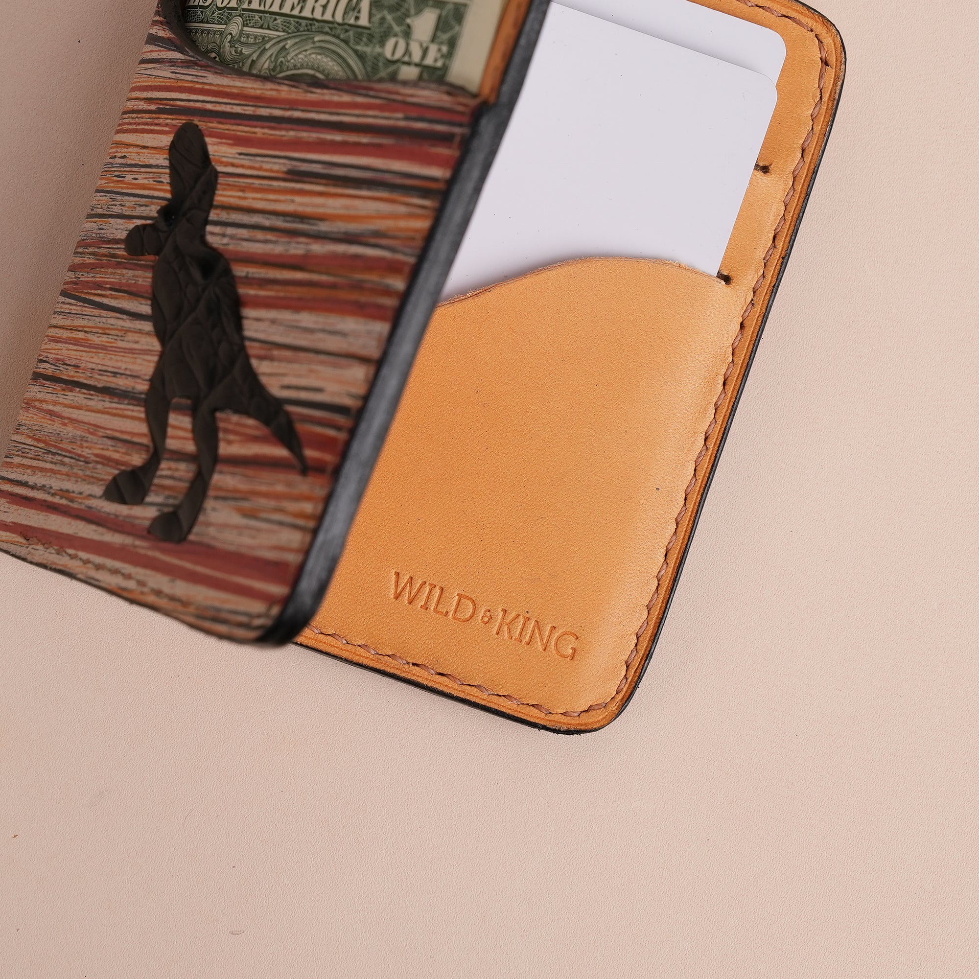 Red Leather Dualfold Wallet - Natural Streaks