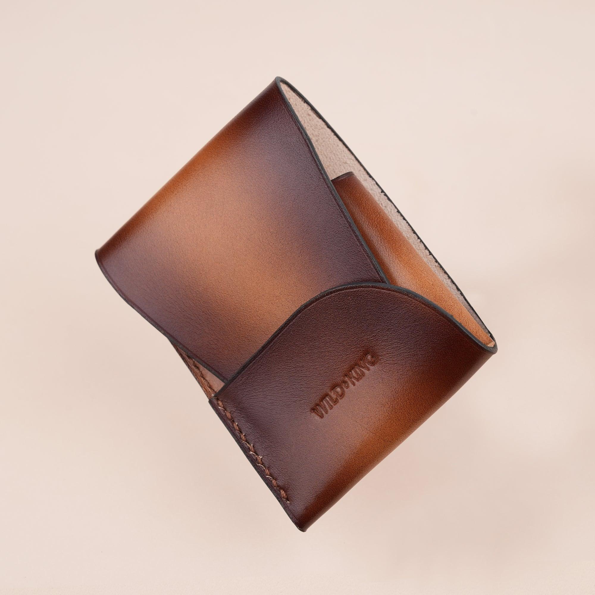 Patina Dark Brown Leather Snap Card Holder - WildandKing