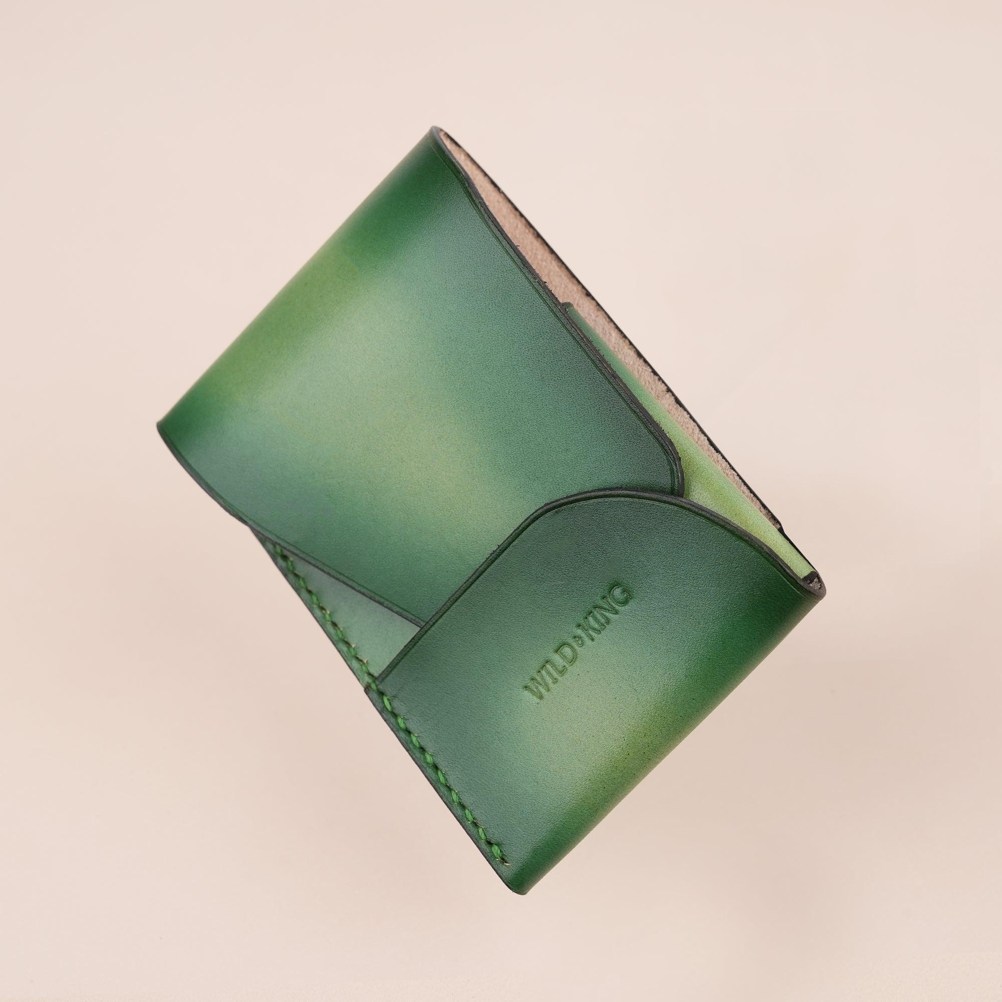 Patina Green Leather Snap Card Holder - WildandKing