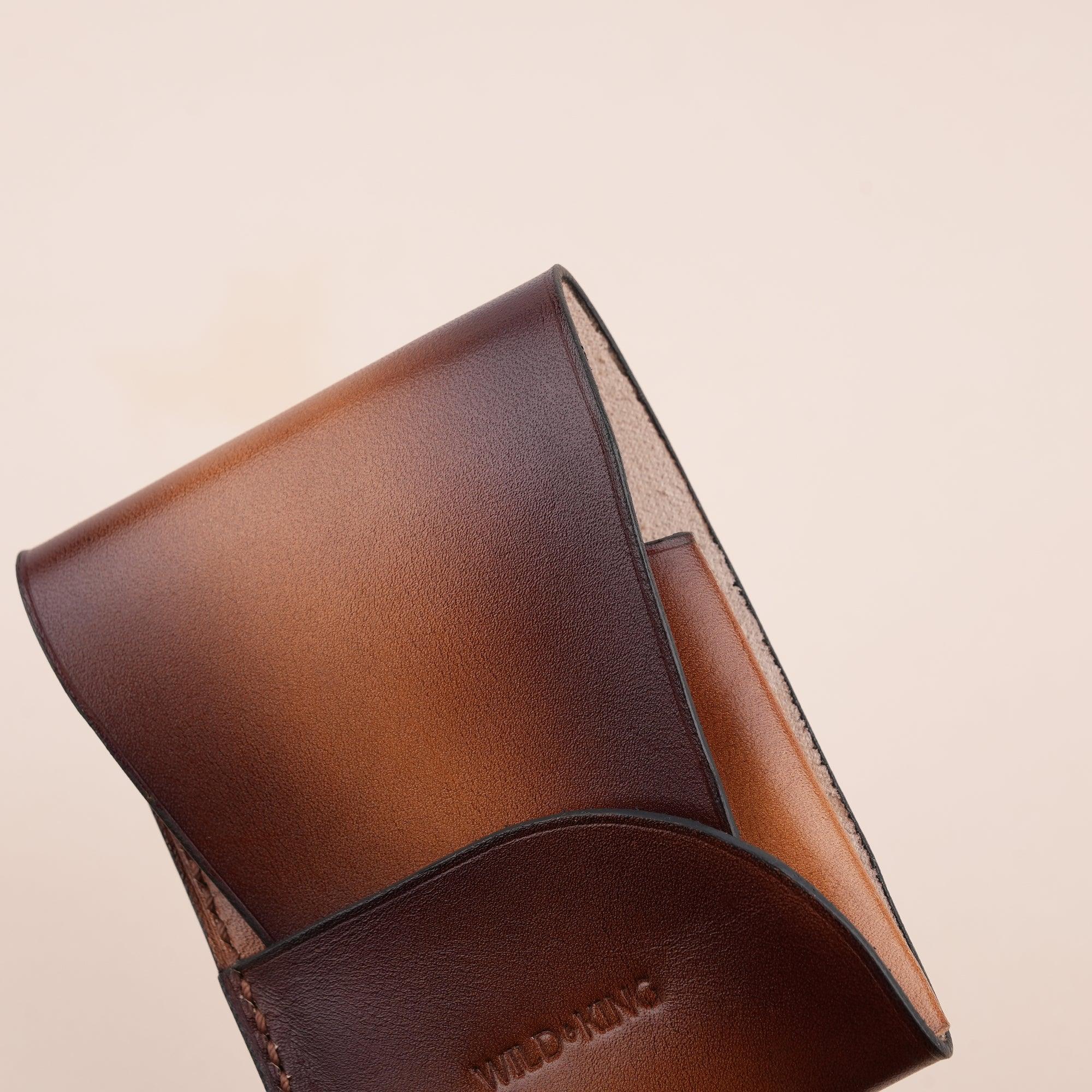 Patina Dark Brown Leather Snap Card Holder - WildandKing